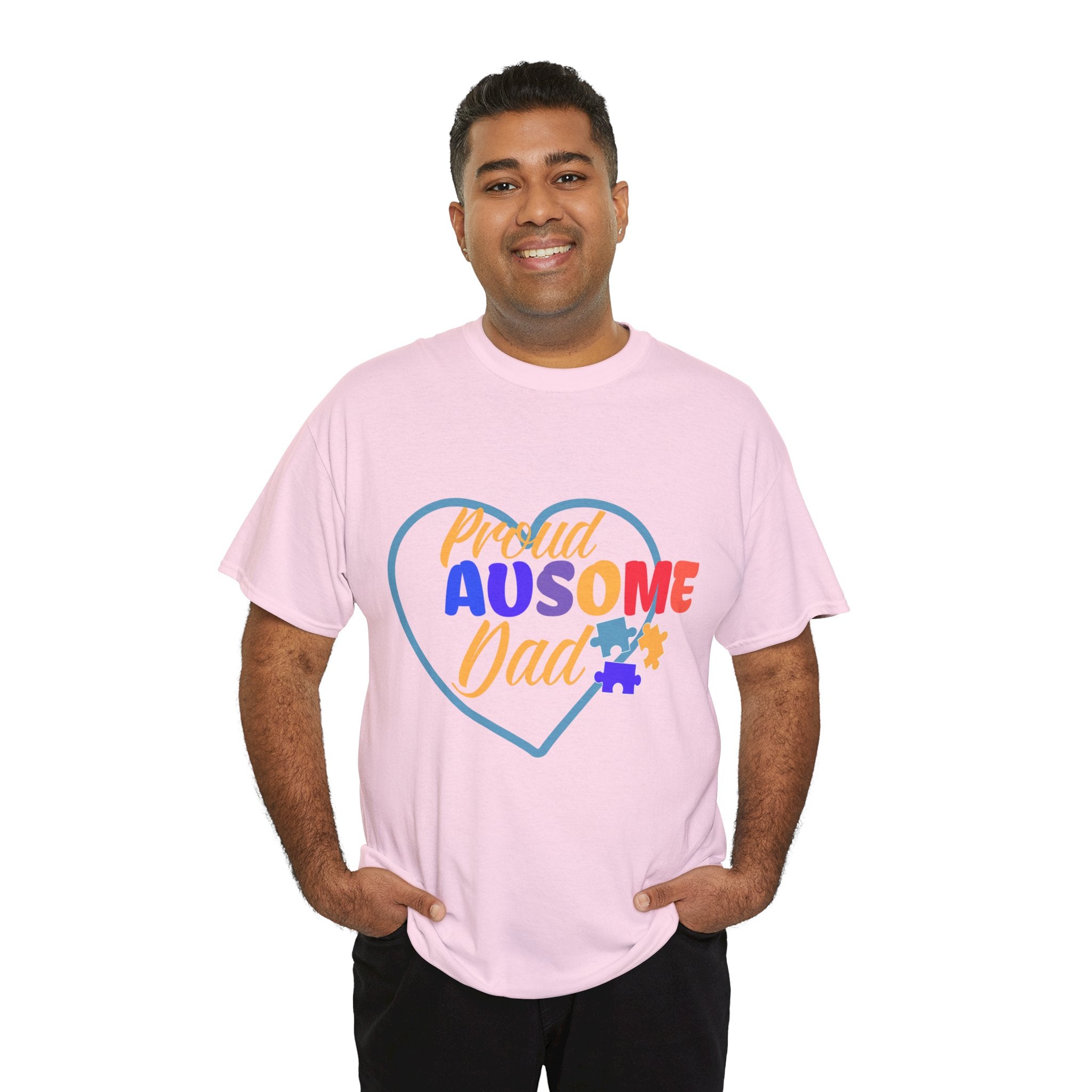 Ausome Dad: Champion of Neurodiversity & Autism Awareness - A Unisex Heavy Cotton Tee Celebrating Supportive Fathers and Advocacy in Style - A Heartfelt Tribute to Exceptional Parenting