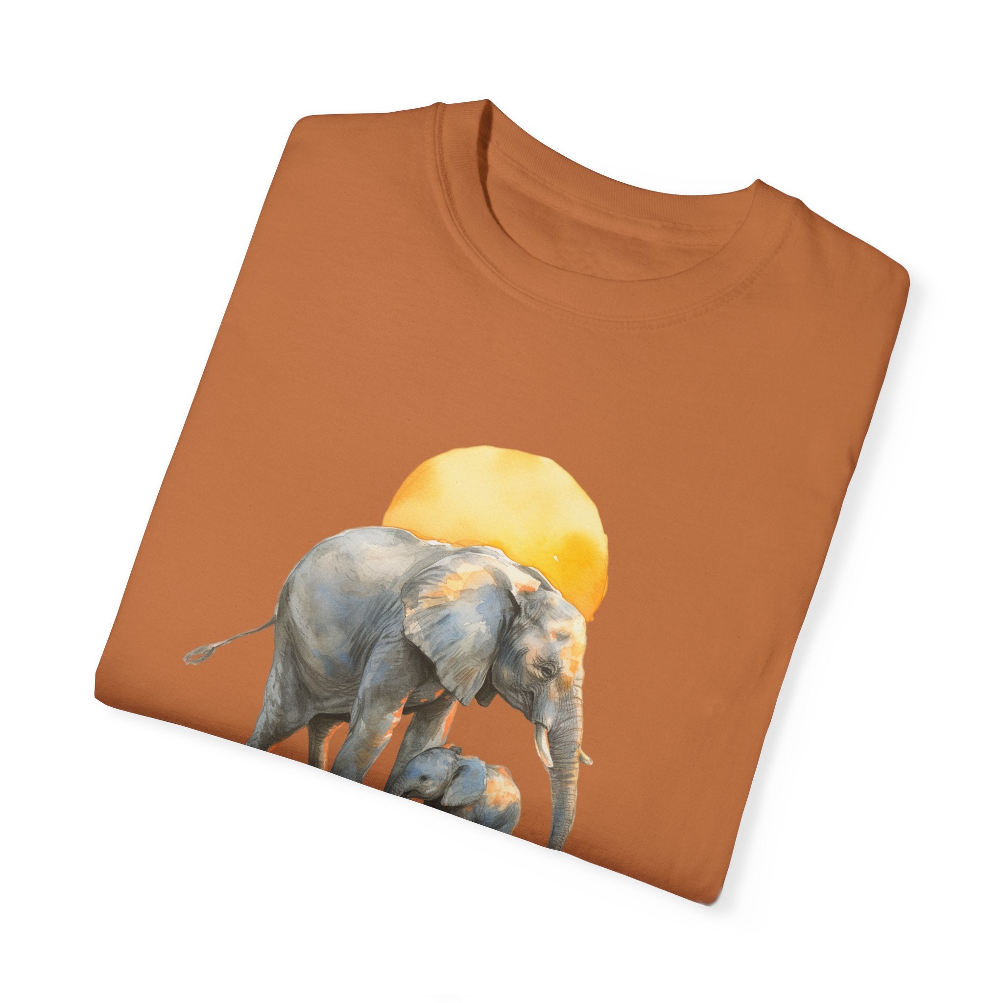 Elevate Your Style with the Elephant Parent and Child Unisex Garment-Dyed T-shirt 🐘👕Gift for Animal Lovers and Relaxing Walks in the Park