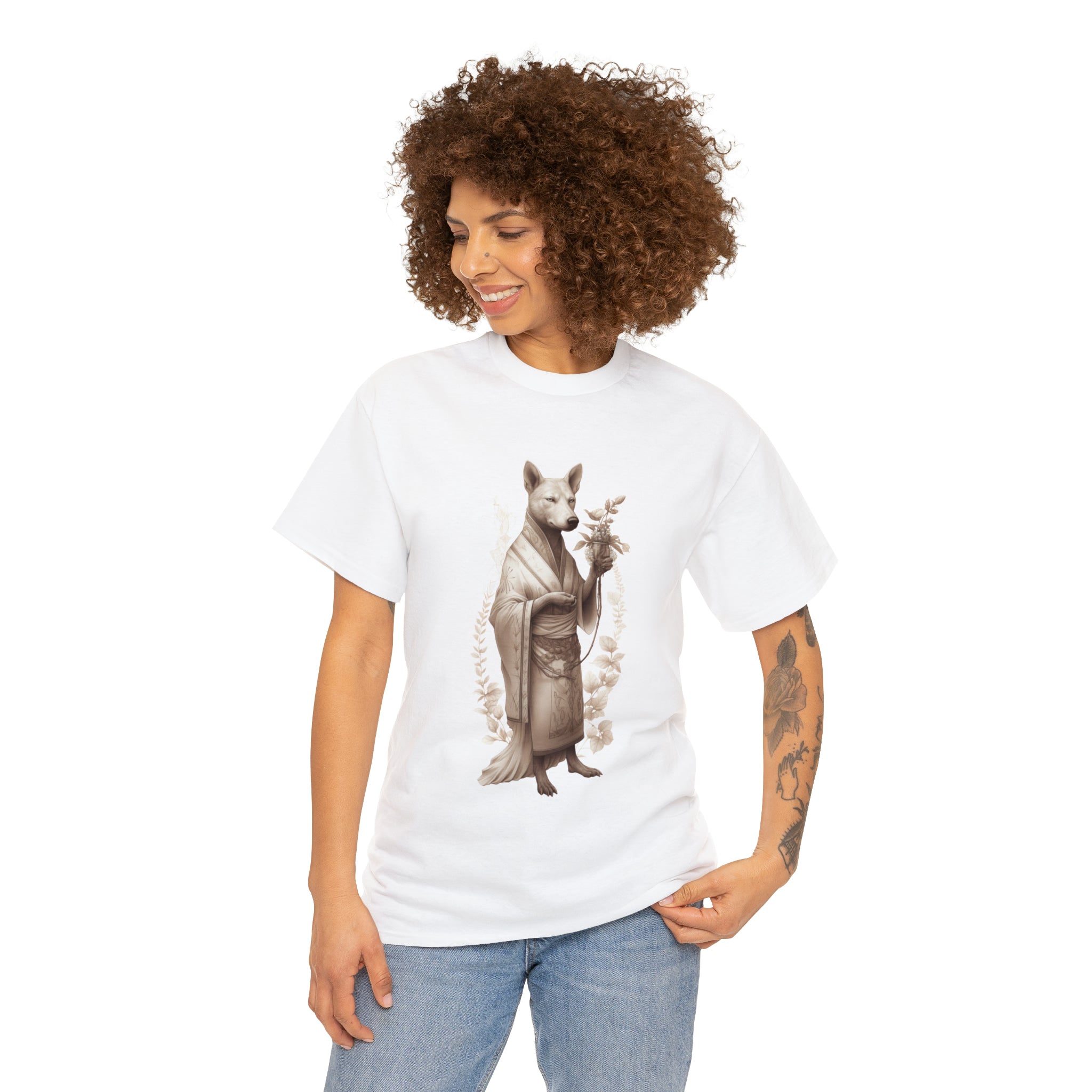 Women's Heavy Cotton Tee--"Zen Master" for Dog Owners and Pet Spa Lovers Dog Spa (Professional Art)