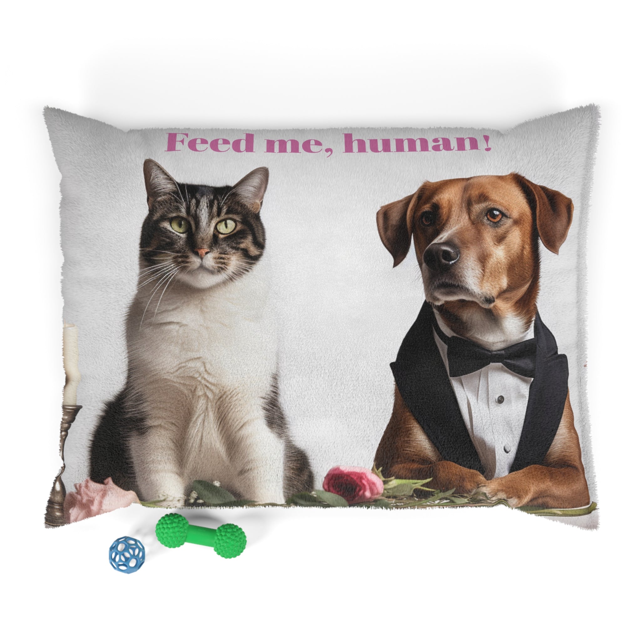 Pet Dinner Time Quotes Pillow, Dog and Cat Lover Gift, Home Decor, Pet Lover Gift, Unique Gift Idea, Pet Themed Decor Pet Bed