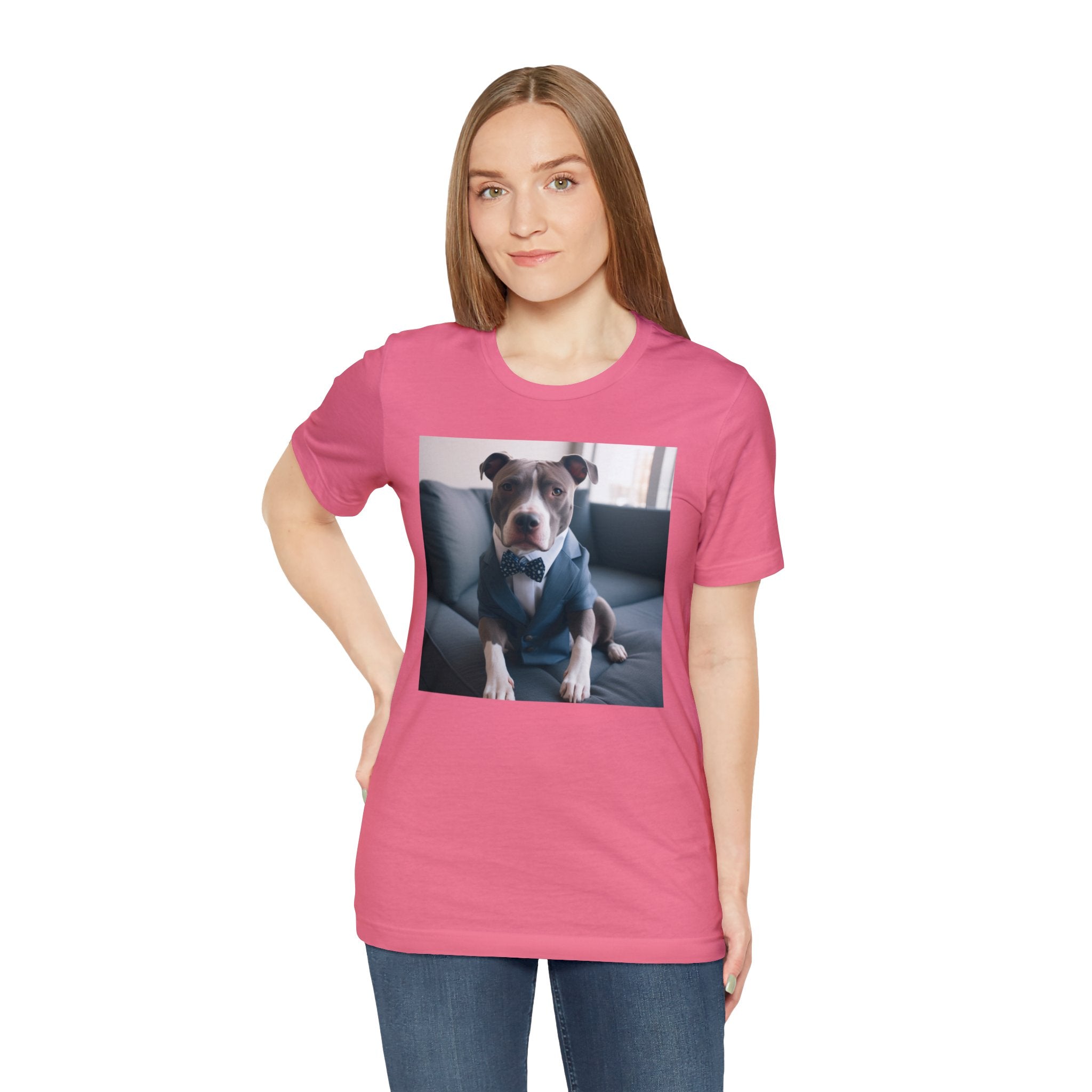 Hire Your Furry Friend with the "Do I have the Job?" Cute Puppy for Dog Owners in Interview Attire Unisex Jersey Short Sleeve Tee - Funny Dog Interview Tee Gift for Dog Lovers and Pet Owners