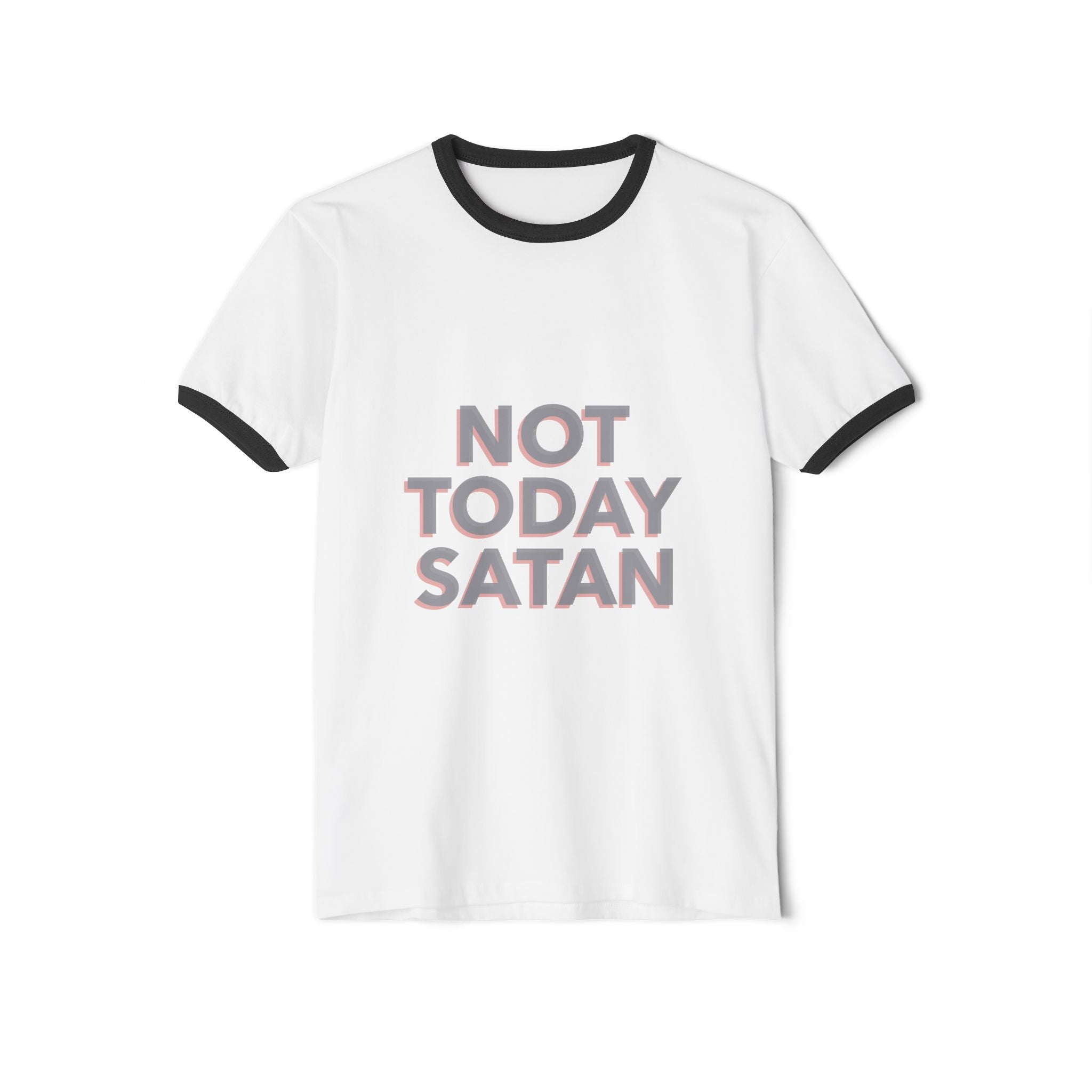 Not Today, Satan: Unisex Cotton Ringer T-Shirt - Bold, Playful, and Comfortable