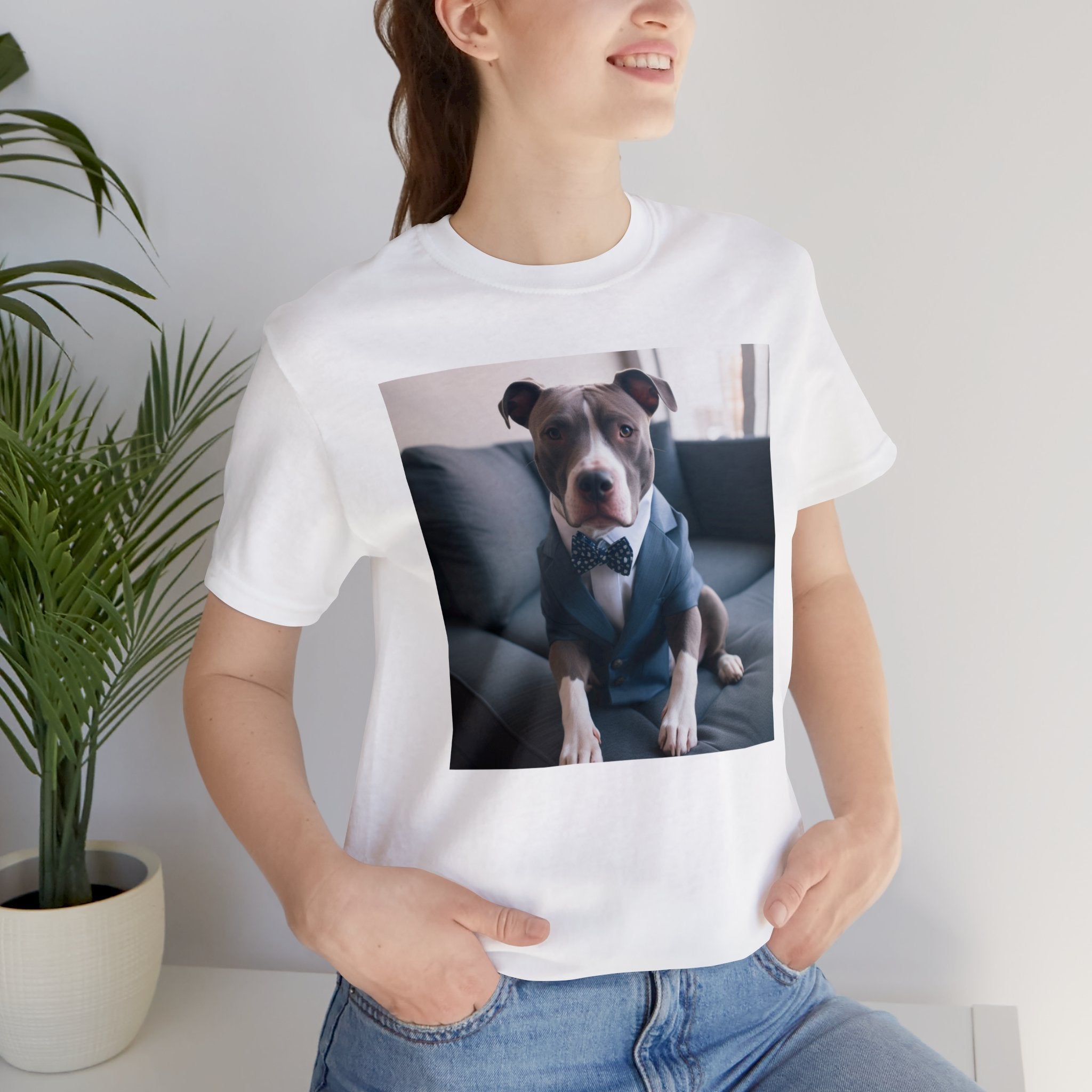 Hire Your Furry Friend with the "Do I have the Job?" Cute Puppy for Dog Owners in Interview Attire Unisex Jersey Short Sleeve Tee - Funny Dog Interview Tee Gift for Dog Lovers and Pet Owners