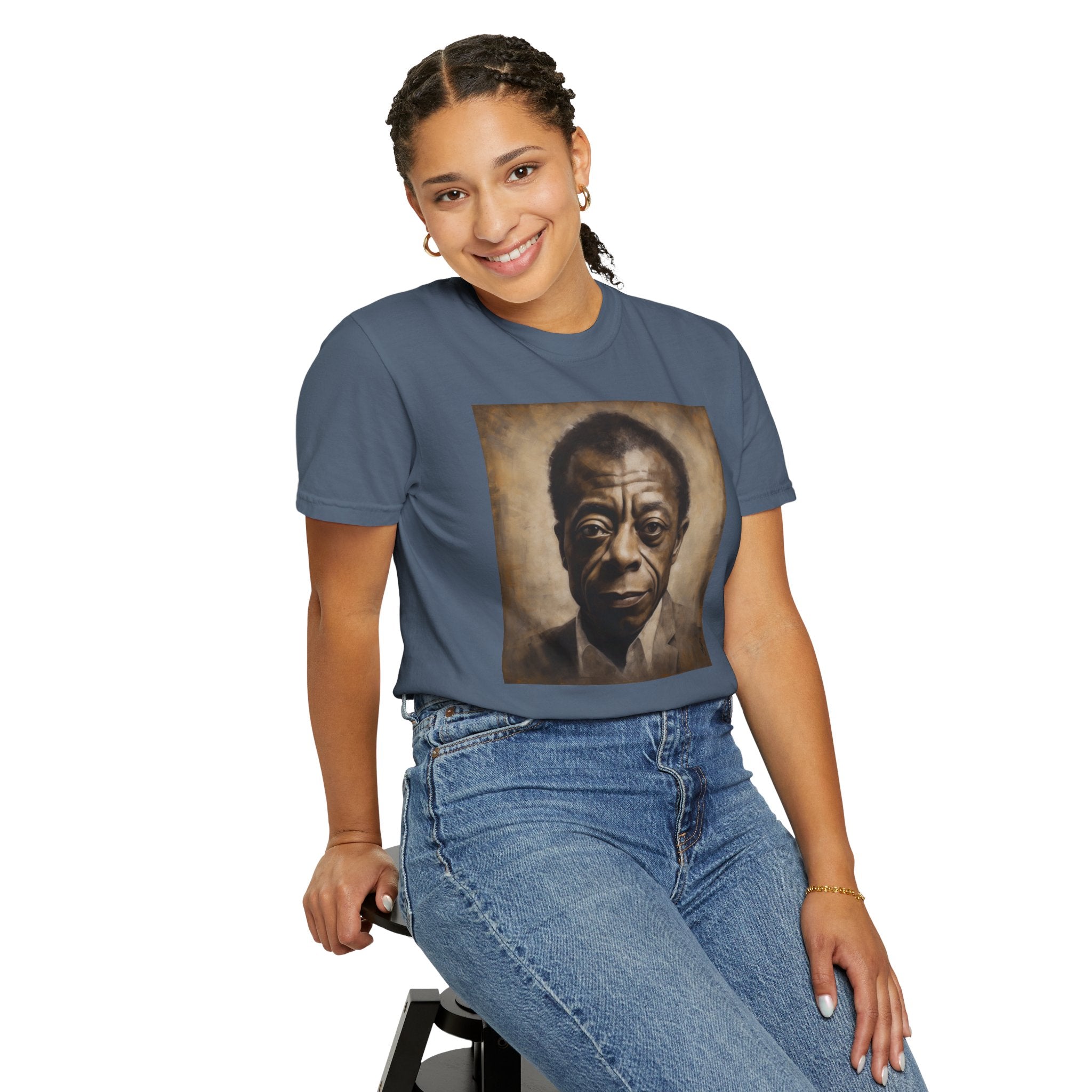 Show Civil Rights Support and Awareness in Comfort With Portrait of Iconic African American Pioneer Portrait Unisex Garment-Dyed T-shirt - Tribute to a Renowned Writer and Civil Rights Activist Ideal For History Scholars