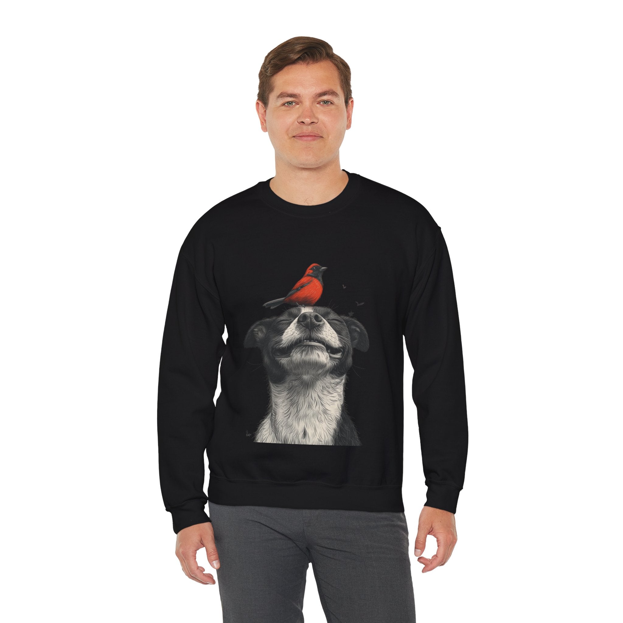 Trusting Bird and Dog Friend Unisex Heavy Blend™ Crewneck Sweatshirt - Cozy Comfort and Unique Style for Animal Lovers