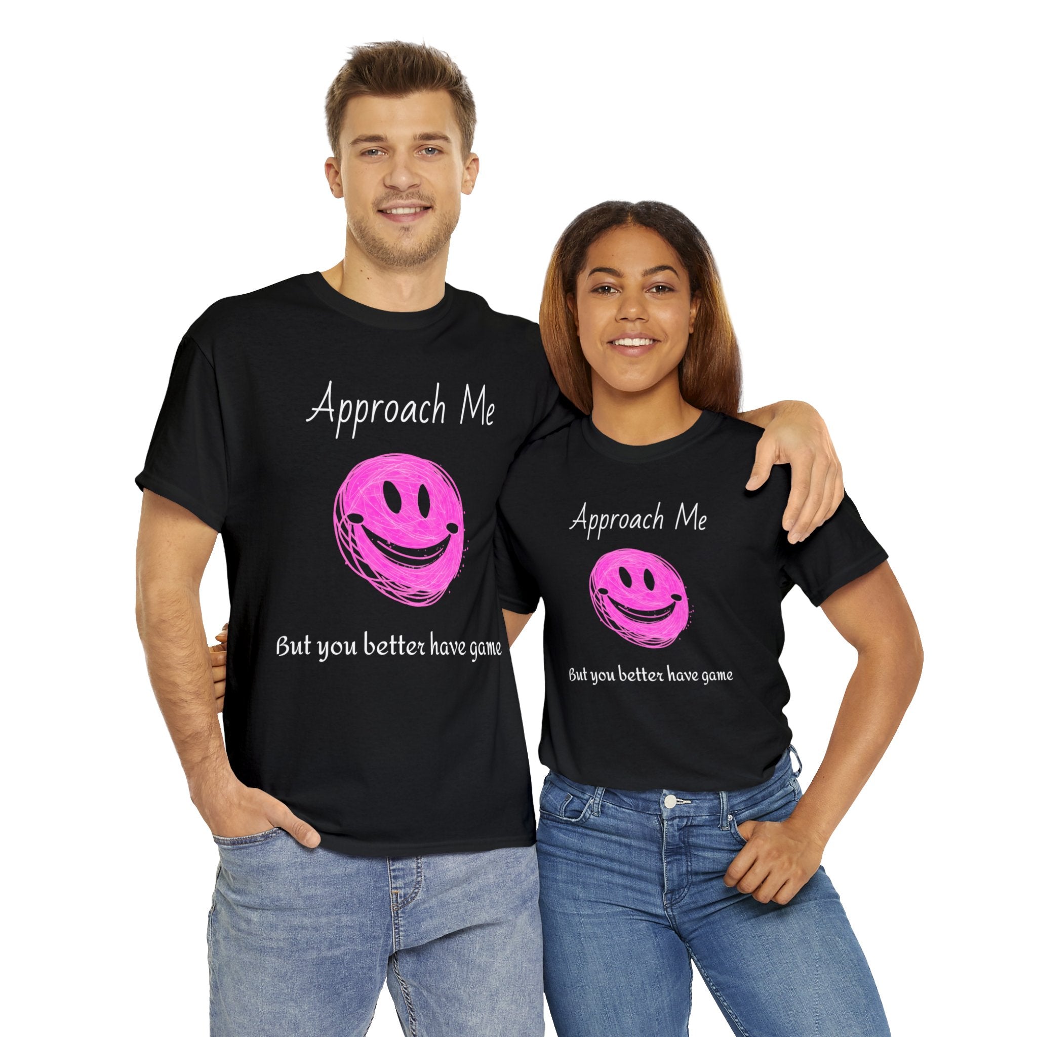 Dare to Date: The Ultimate 'Approach Me If You Dare' Challenge - A Women's Unisex Heavy Cotton Tee Perfect for Social Events, Recreational Activities, and Making Bold Statements