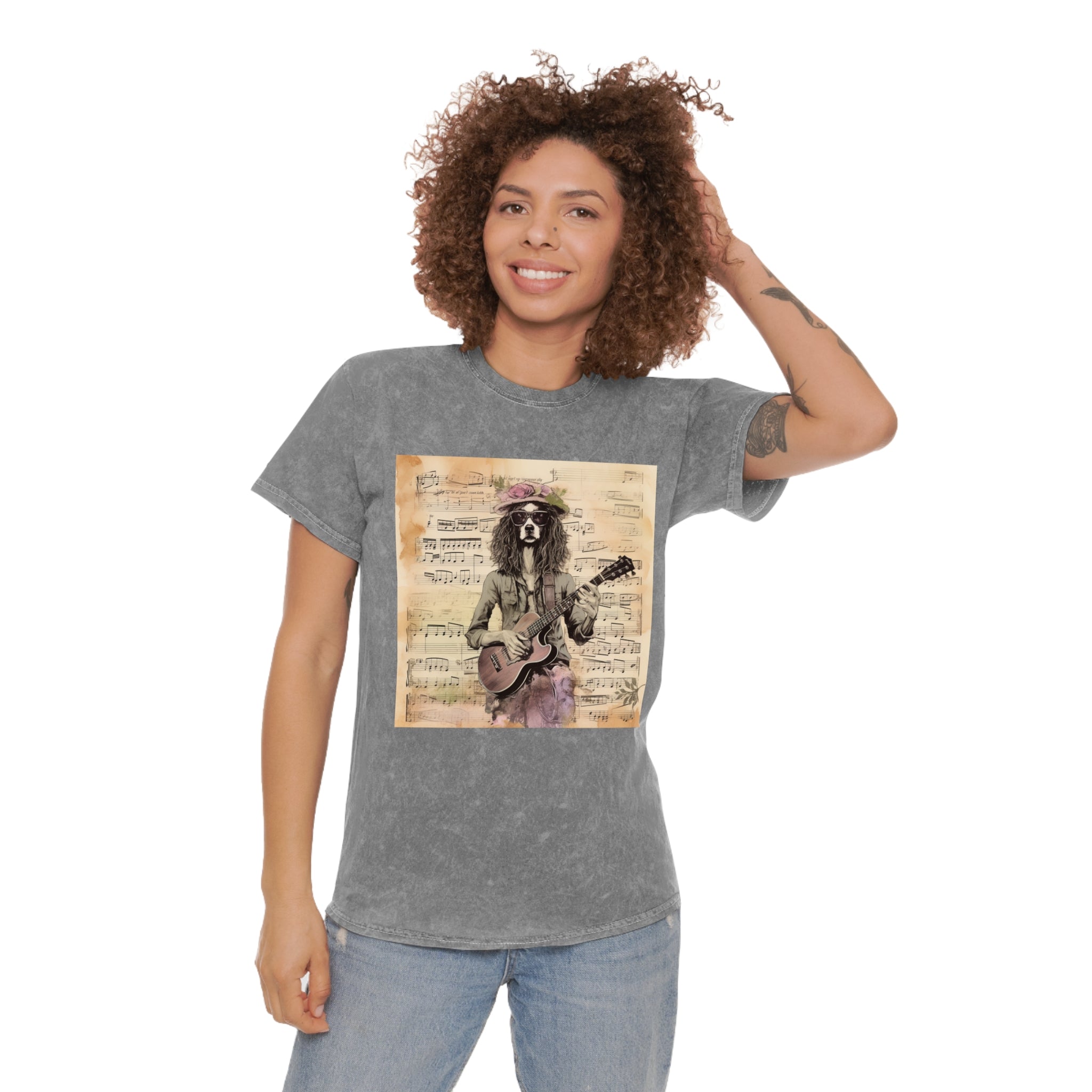 Express Your Musical Passion with the Frontdog Guitar Leader of Band Unisex Mineral Wash T-Shirt - Perfect for Music Enthusiasts and Fashion-Forward Individuals