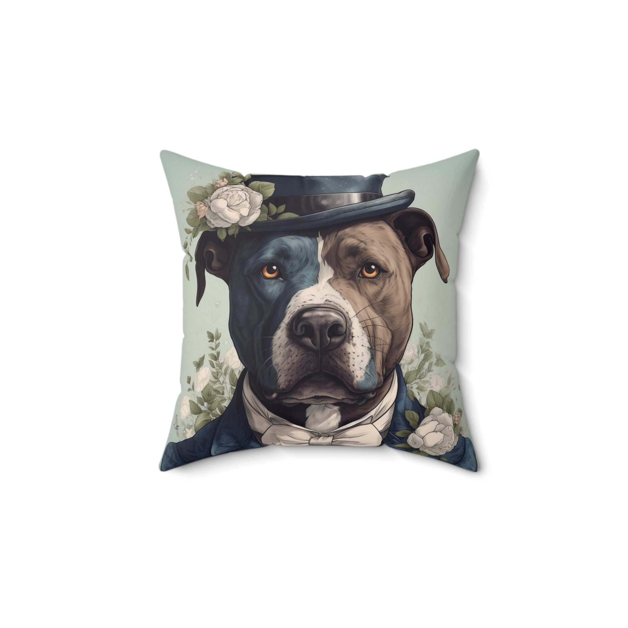 Spun Polyester Square Pillow: Gentleman Pittbulls & Rottweilers Design | Professional Artwork | Elegant Home Decor