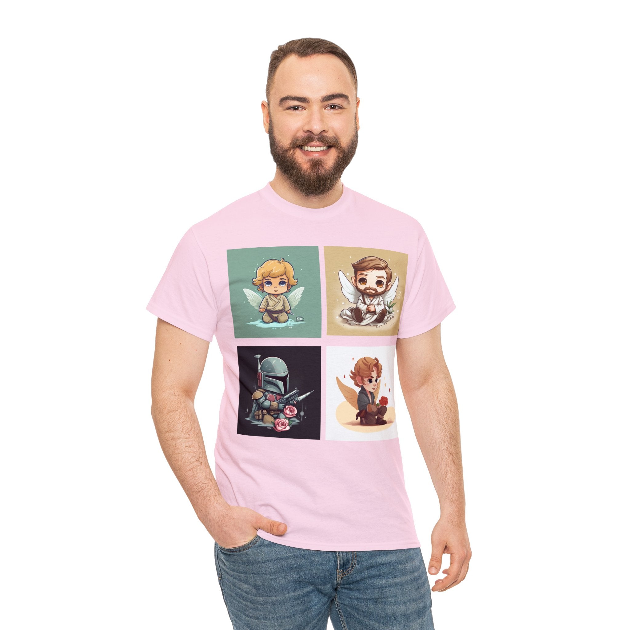 Proven Conversation Starter Cons! This Unique Shirt to Your Collection For Fans of Original Trilogy. Embrace the Epic Saga: Heroes and Villains of a Far Away Galaxy Cute Collage Unisex Heavy Cotton Tee - Showcase Your Love for Timeless Adventures