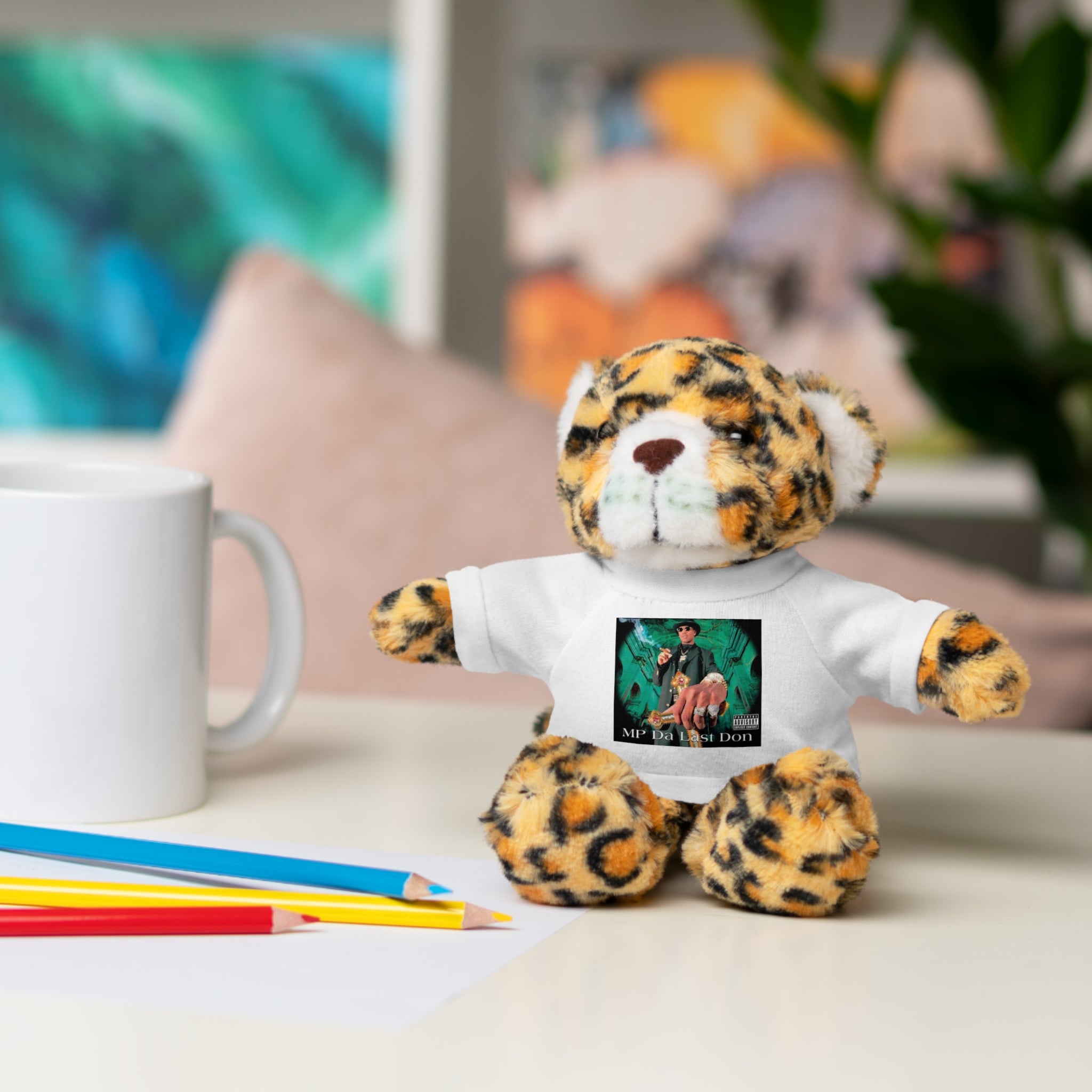 Nostalgic Vibes: Stuffed Animals with 90's Louisiana Rap Icon Tee - Retro Plush Toy for Hip Hop Fans