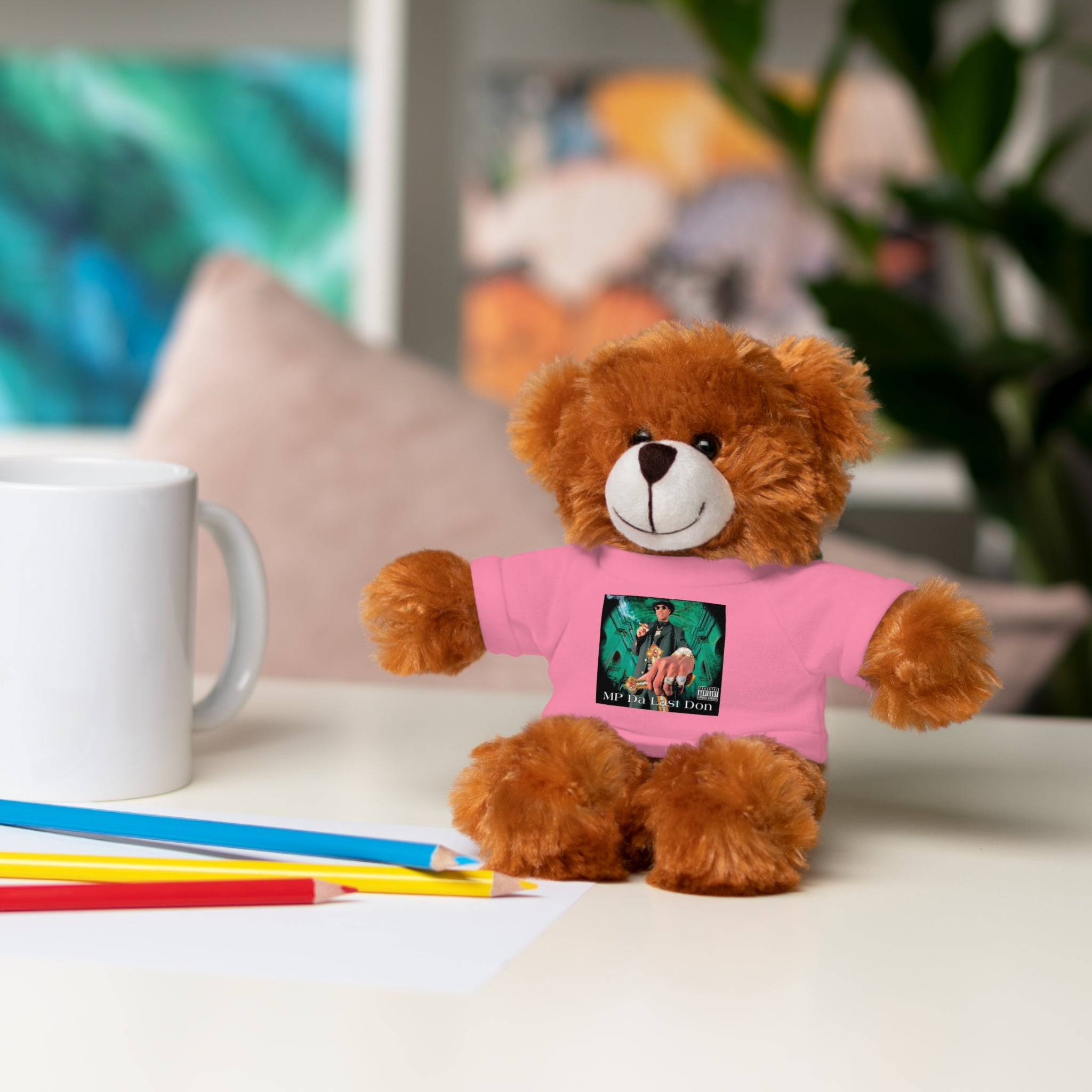 Nostalgic Vibes: Stuffed Animals with 90's Louisiana Rap Icon Tee - Retro Plush Toy for Hip Hop Fans