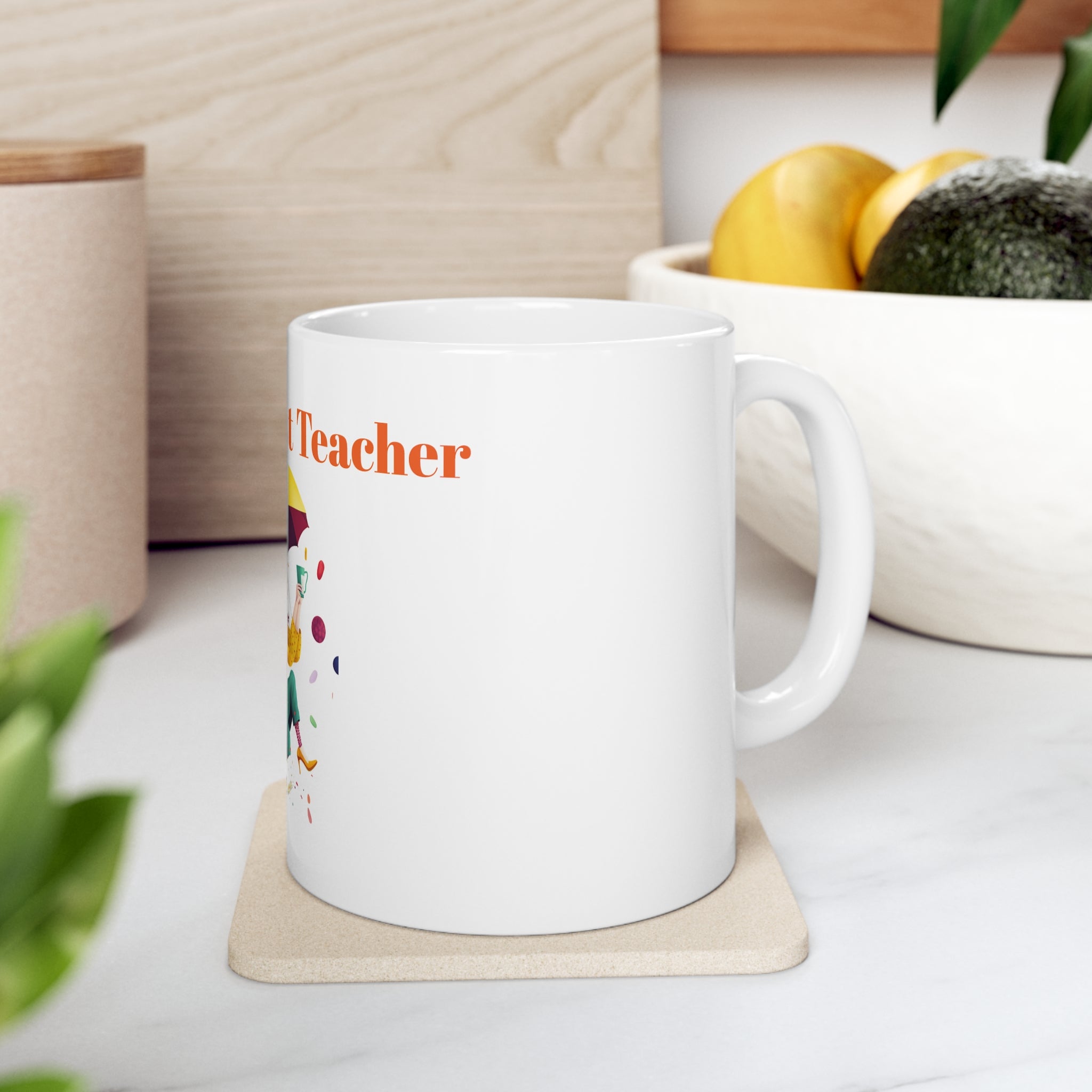 Ceramic Mug 11oz - World's Best Teacher Mug - Charming Humorous Gift - Perfect for Woman Enjoying Coffee With Sprinkles in the Rain