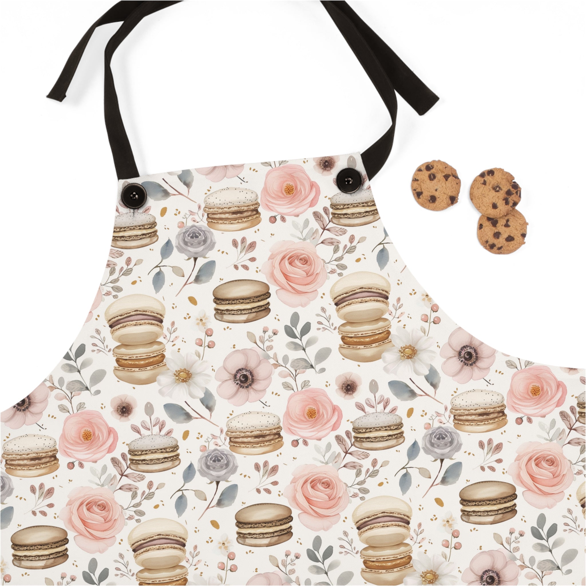 Stay Stylish While Baking: It's Raining Macaroons Pastry Chef's Dream Pattern Apron (AOP) For Foodies and The Amateur Cook Who Loves a Good Laugh in Style