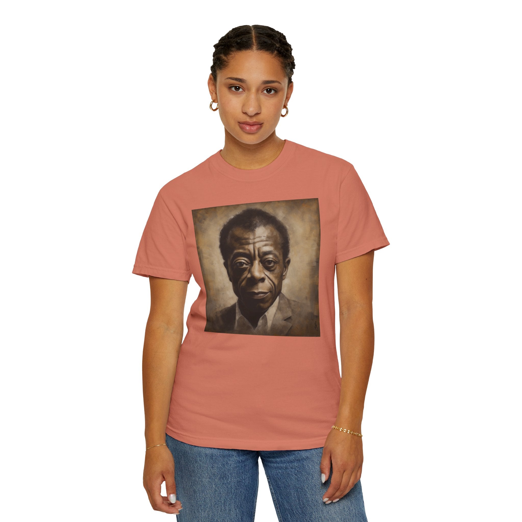 Show Civil Rights Support and Awareness in Comfort With Portrait of Iconic African American Pioneer Portrait Unisex Garment-Dyed T-shirt - Tribute to a Renowned Writer and Civil Rights Activist Ideal For History Scholars