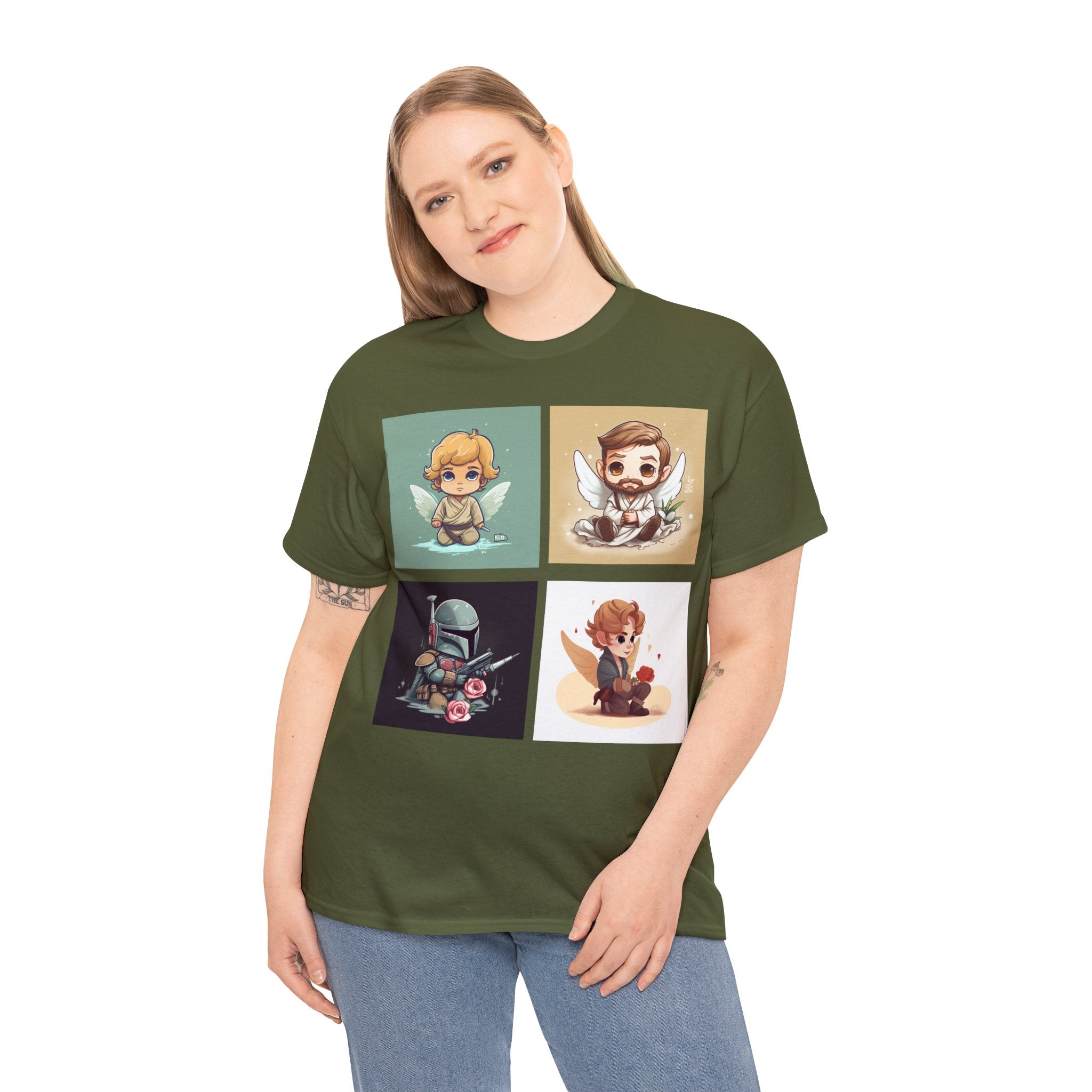 Proven Conversation Starter Cons! This Unique Shirt to Your Collection For Fans of Original Trilogy. Embrace the Epic Saga: Heroes and Villains of a Far Away Galaxy Cute Collage Unisex Heavy Cotton Tee - Showcase Your Love for Timeless Adventures