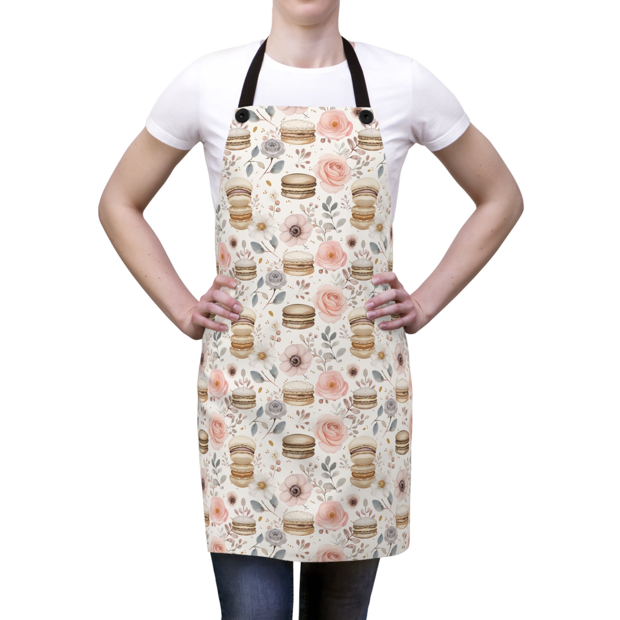 Stay Stylish While Baking: It's Raining Macaroons Pastry Chef's Dream Pattern Apron (AOP) For Foodies and The Amateur Cook Who Loves a Good Laugh in Style