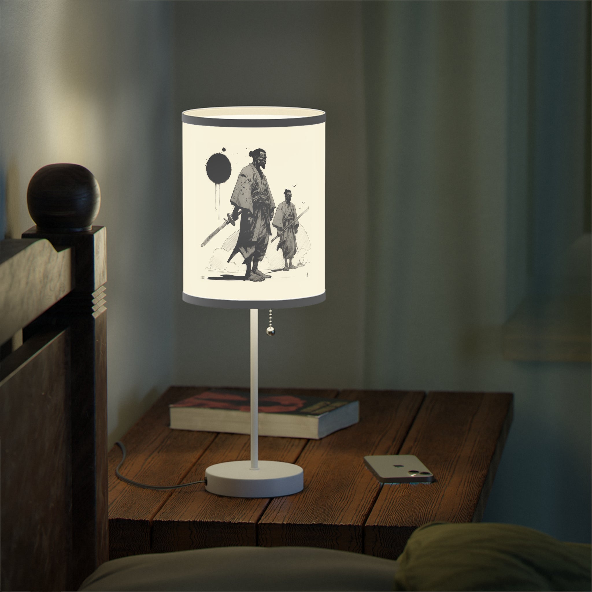 Way of the Warrior" African Samurai Lamp on a Stand - Unique Illumination for Your Space  Embrace the Warrior Spirit