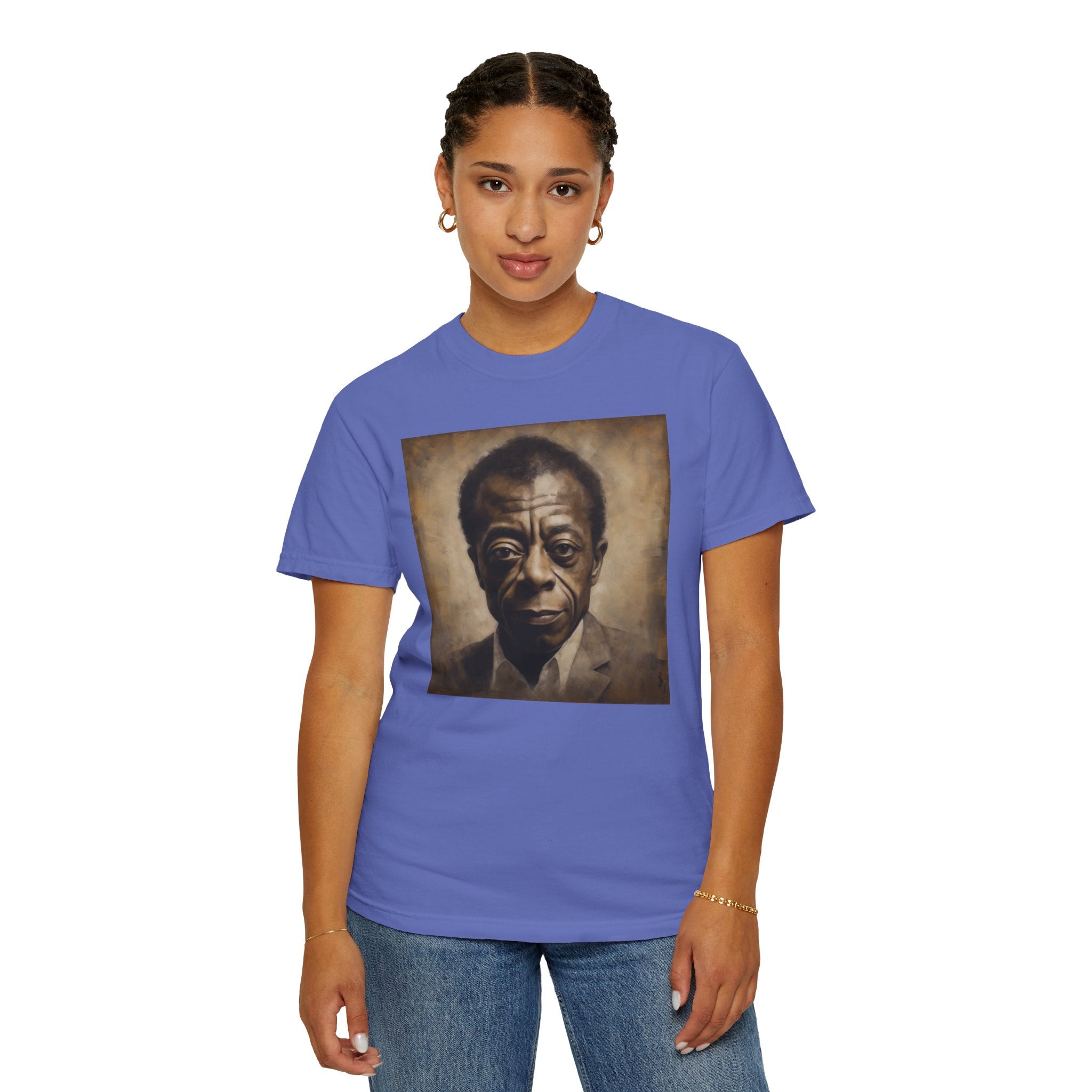 Show Civil Rights Support and Awareness in Comfort With Portrait of Iconic African American Pioneer Portrait Unisex Garment-Dyed T-shirt - Tribute to a Renowned Writer and Civil Rights Activist Ideal For History Scholars