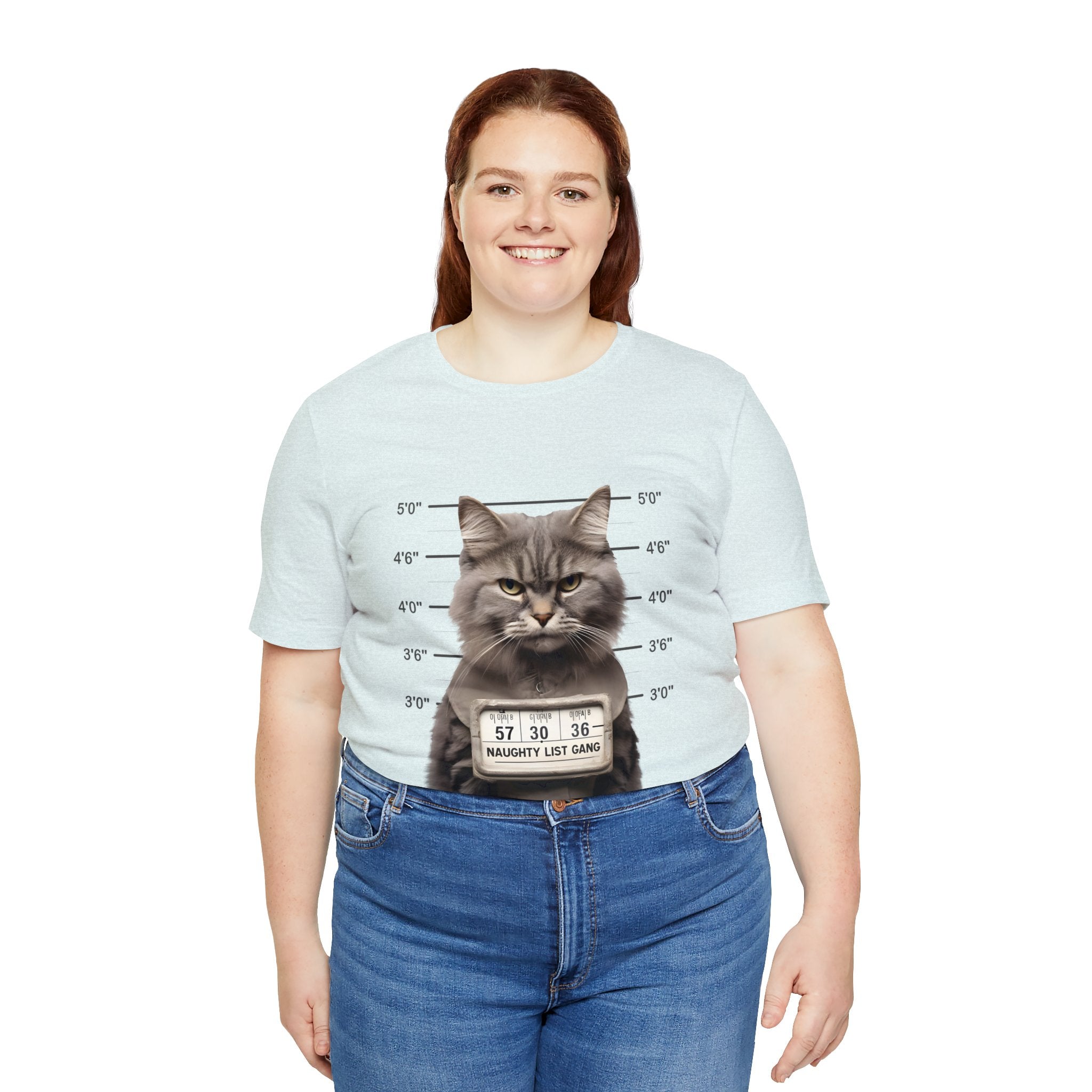 Naughty Cat Gang Cat in a Line-up Funny Unisex Jersey Short Sleeve Tee - Humorous Feline Apparel for Cat Lovers