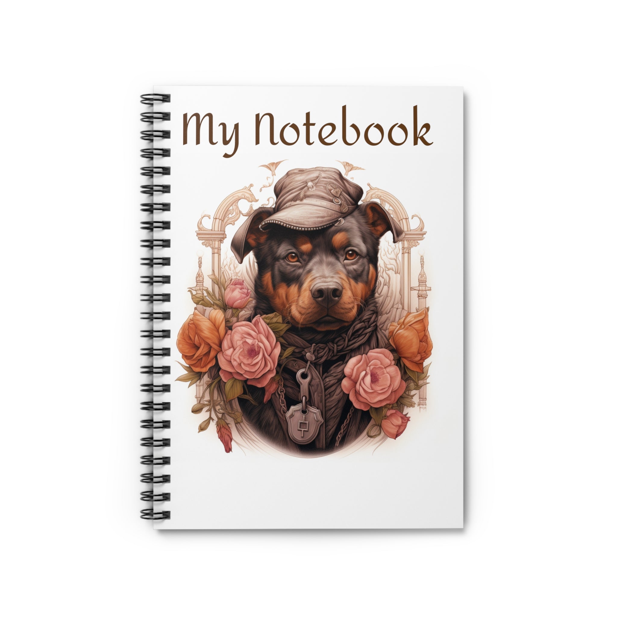 Spiral Notebook with Ruled Lines: Exclusive Floral Doggy Featuring Pitt bulls & Rottweilers | Professional Artistry | Durable and Stylish