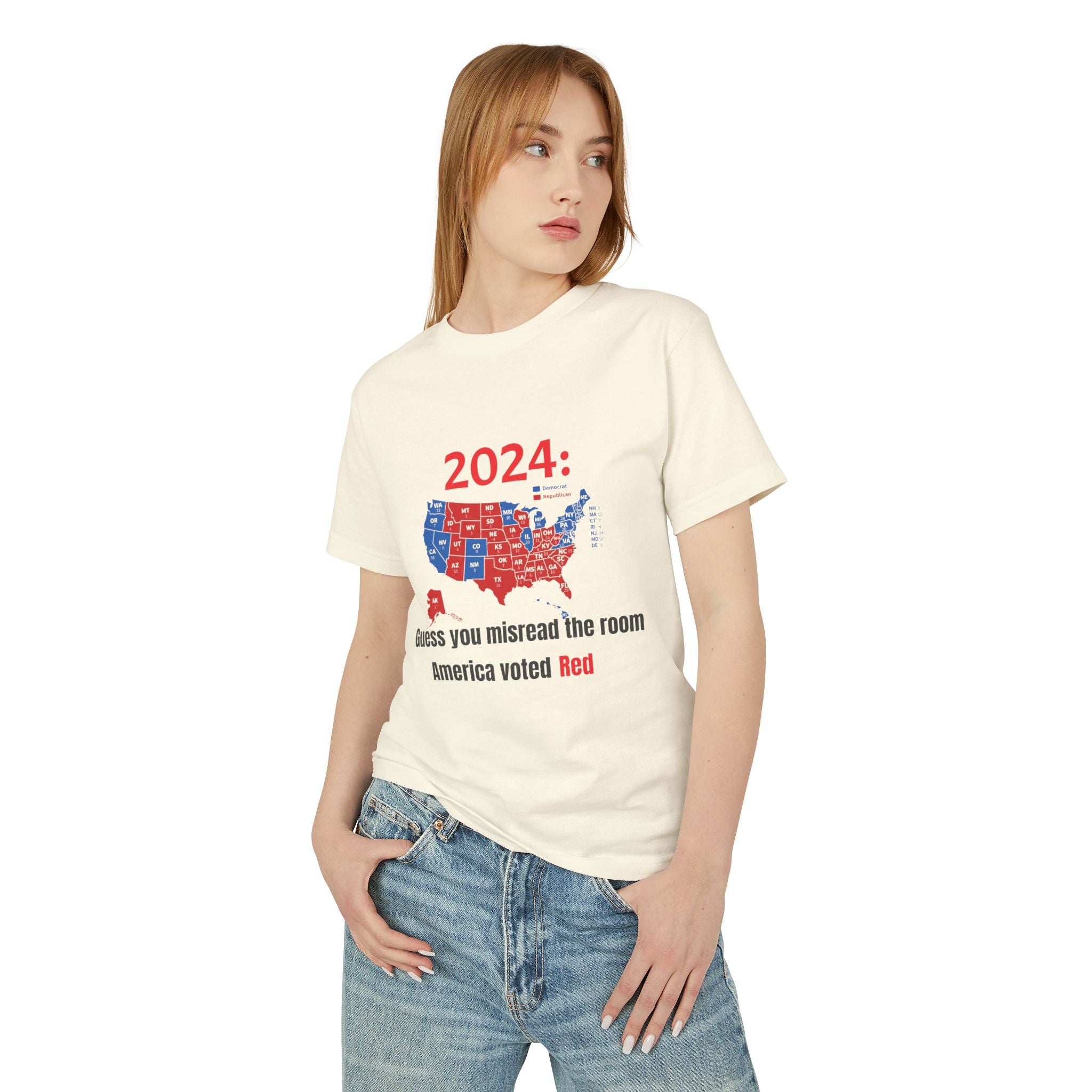 Guess You Misread the Room: America Voted Red - 2024 Embarrassing Dem Loss Map Unisex Garment-Dyed Heavyweight Cotton Tee