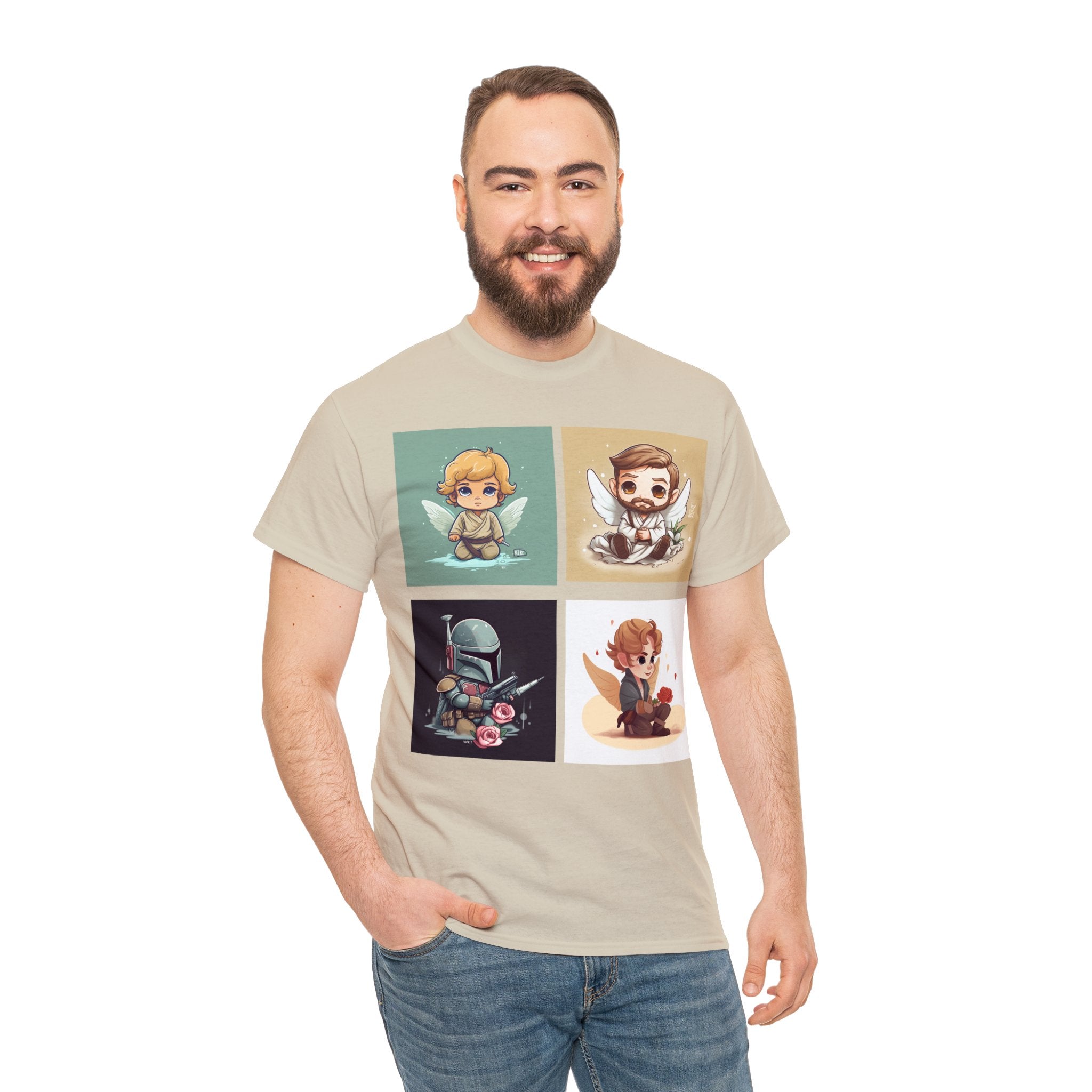 Proven Conversation Starter Cons! This Unique Shirt to Your Collection For Fans of Original Trilogy. Embrace the Epic Saga: Heroes and Villains of a Far Away Galaxy Cute Collage Unisex Heavy Cotton Tee - Showcase Your Love for Timeless Adventures