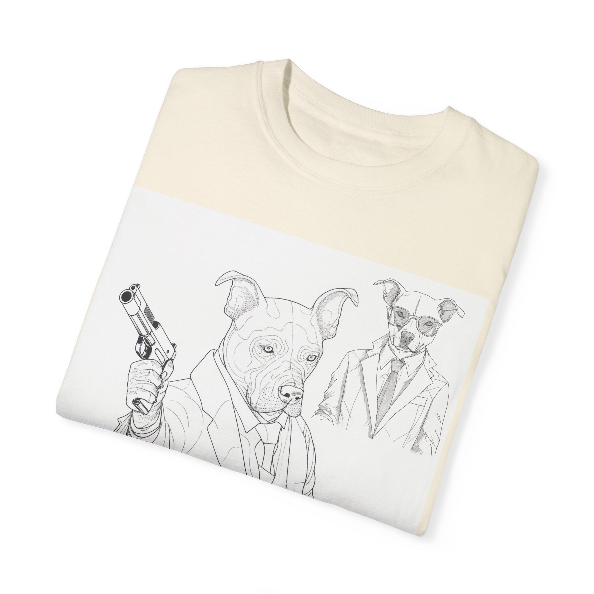 Dog Hitman Funny T-Shirt  - Confidence Building Shirt - Single Line Art Dog Shirt - Quirky Animal Top Gift for Dog Lovers - Pet Lover Gift