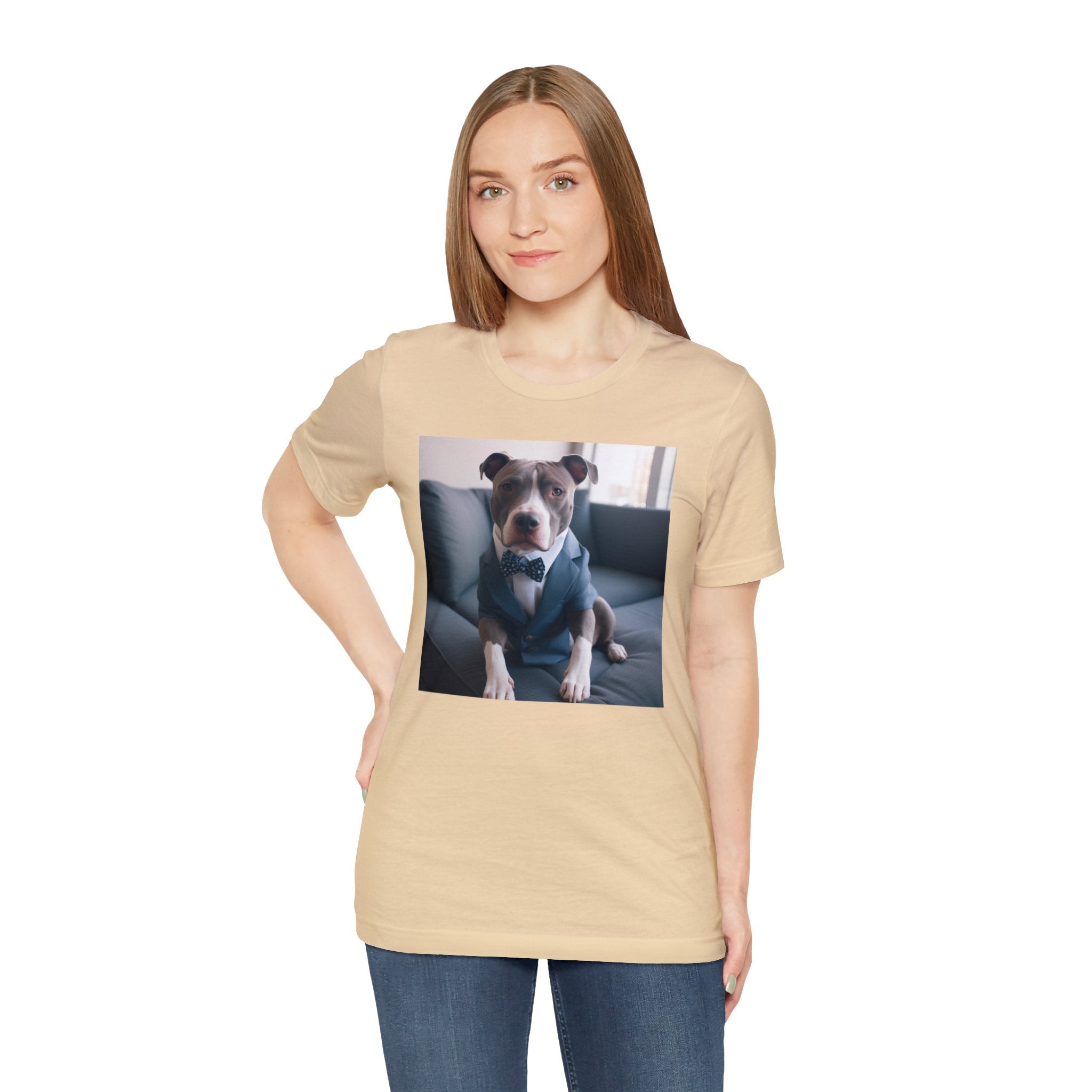 Hire Your Furry Friend with the "Do I have the Job?" Cute Puppy for Dog Owners in Interview Attire Unisex Jersey Short Sleeve Tee - Funny Dog Interview Tee Gift for Dog Lovers and Pet Owners