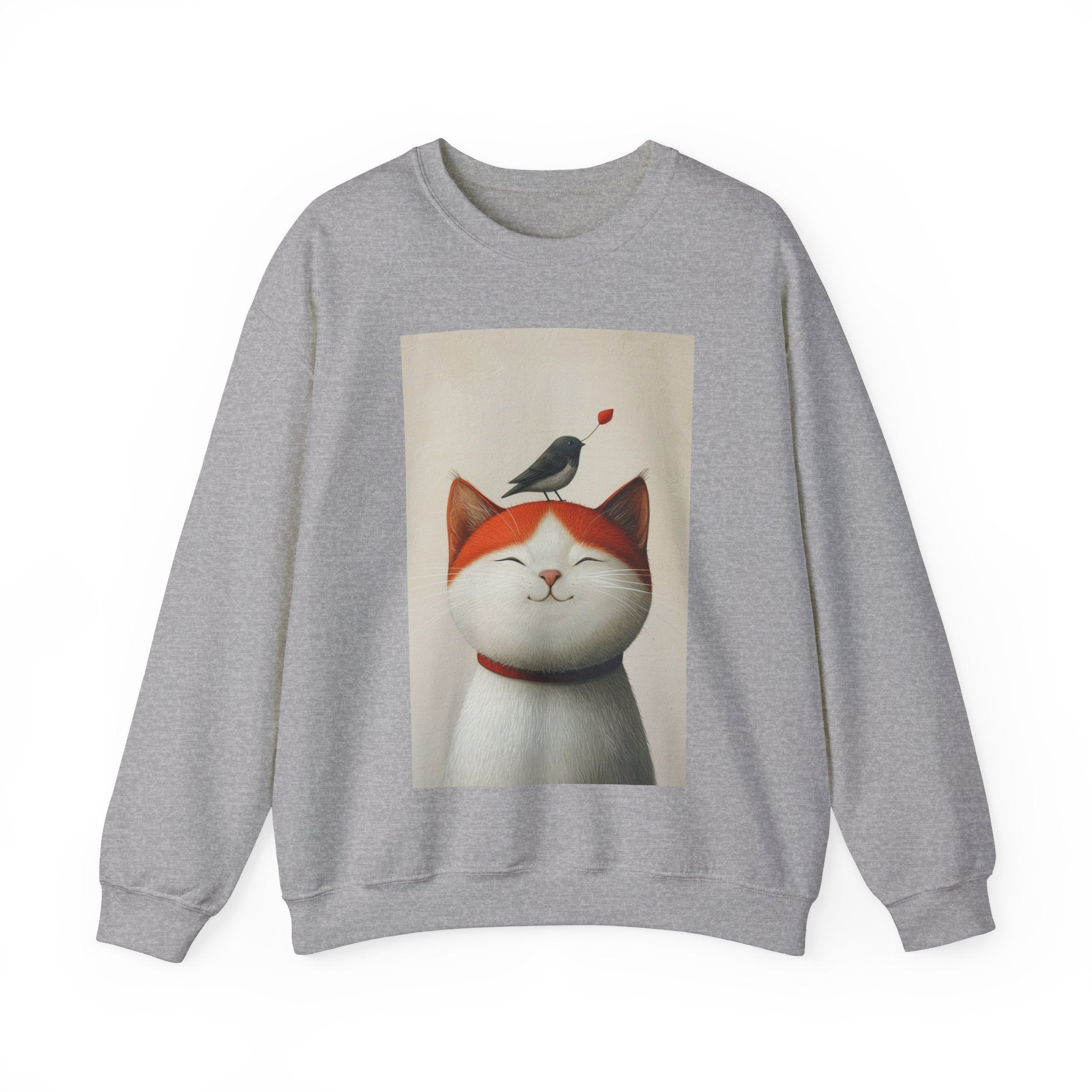 Trusting Bird and Cat Friend Unisex Heavy Blend™ Crewneck Sweatshirt - Cozy Comfort and Unique Style for Animal Lovers