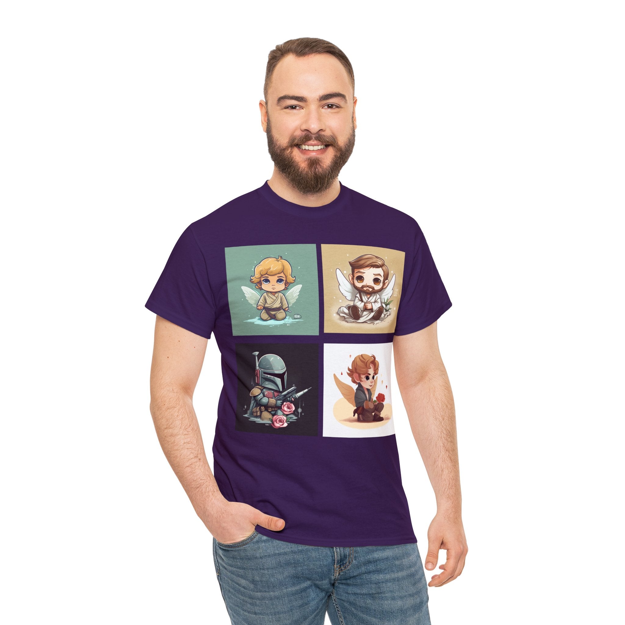 Proven Conversation Starter Cons! This Unique Shirt to Your Collection For Fans of Original Trilogy. Embrace the Epic Saga: Heroes and Villains of a Far Away Galaxy Cute Collage Unisex Heavy Cotton Tee - Showcase Your Love for Timeless Adventures