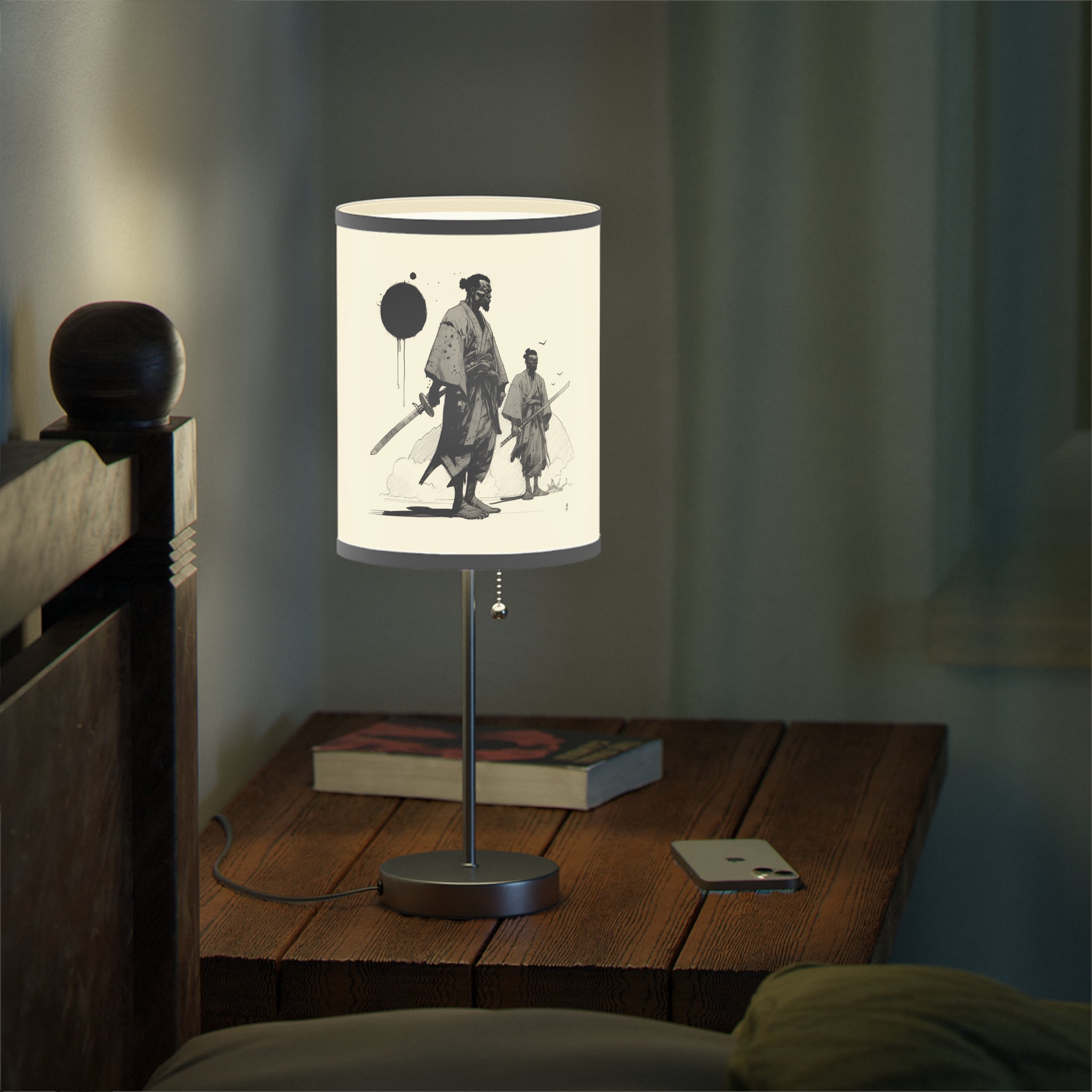 Way of the Warrior" African Samurai Lamp on a Stand - Unique Illumination for Your Space  Embrace the Warrior Spirit