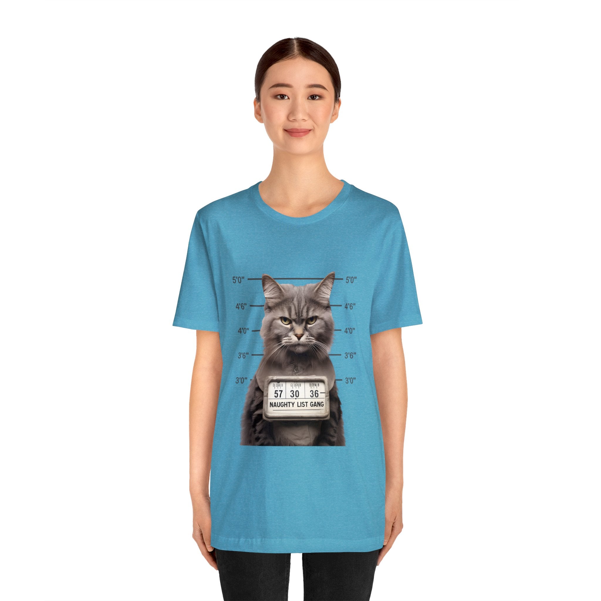 Naughty Cat Gang Cat in a Line-up Funny Unisex Jersey Short Sleeve Tee - Humorous Feline Apparel for Cat Lovers