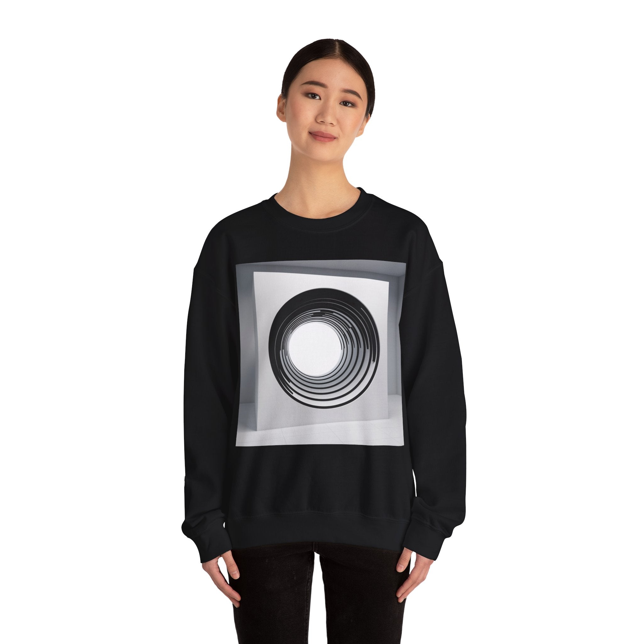 🌀 'Social Shield' Unisex Crewneck: Trippy 3D Tunnel Illusion Sweatshirt - Ideal for Deterring Unwanted Attention & Sparking Conversations 🚫🌌