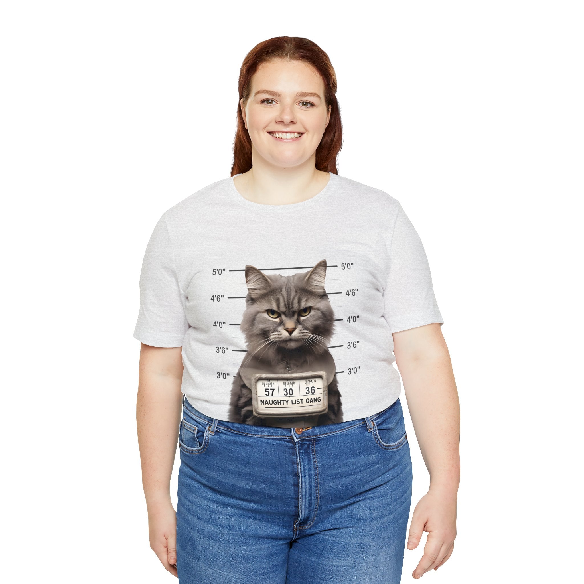 Naughty Cat Gang Cat in a Line-up Funny Unisex Jersey Short Sleeve Tee - Humorous Feline Apparel for Cat Lovers