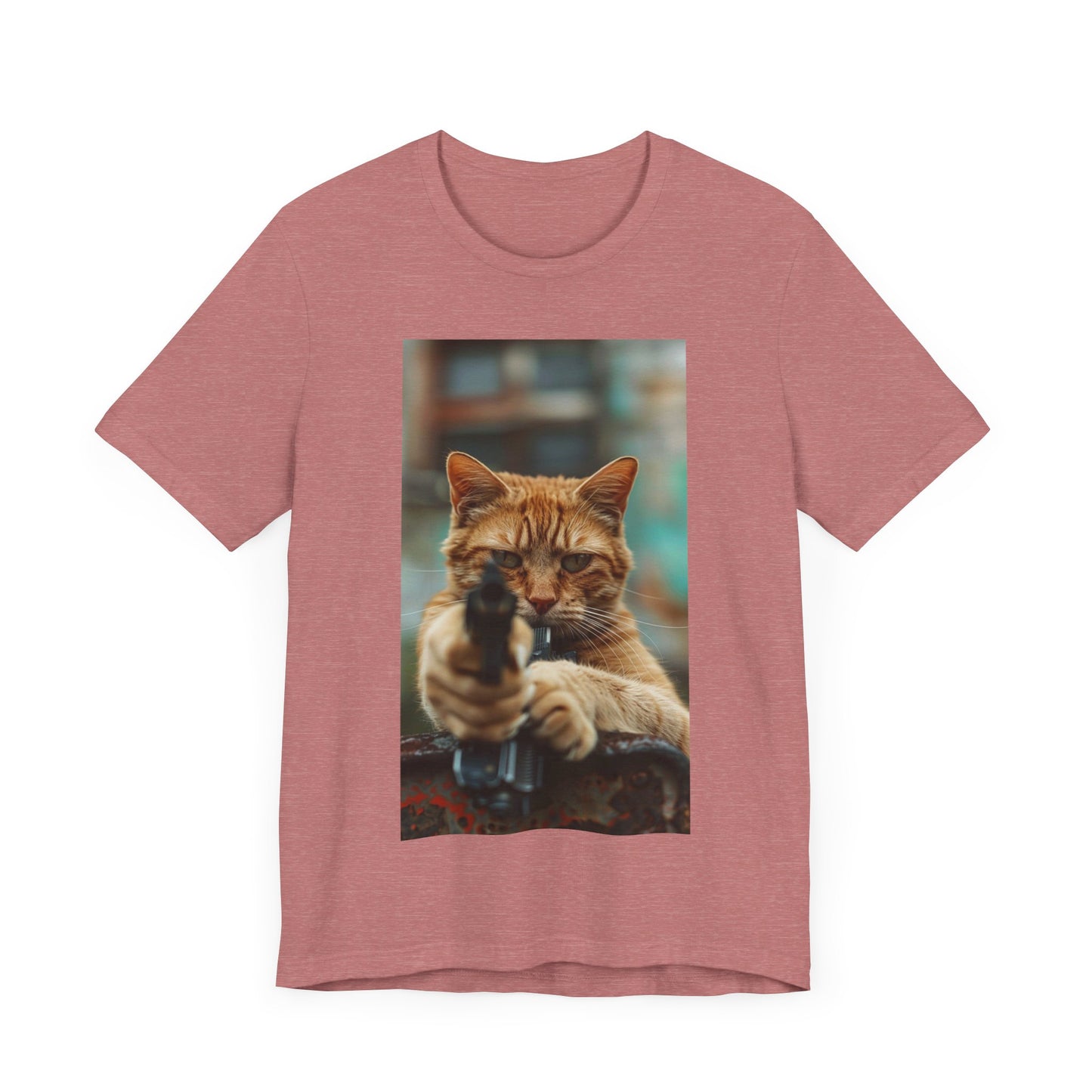 Stealth Paws: Feline Hitman Women's Jersey Short Sleeve Tee - Quirky Cat-Themed Apparel for Fashion-Forward Cat Lovers