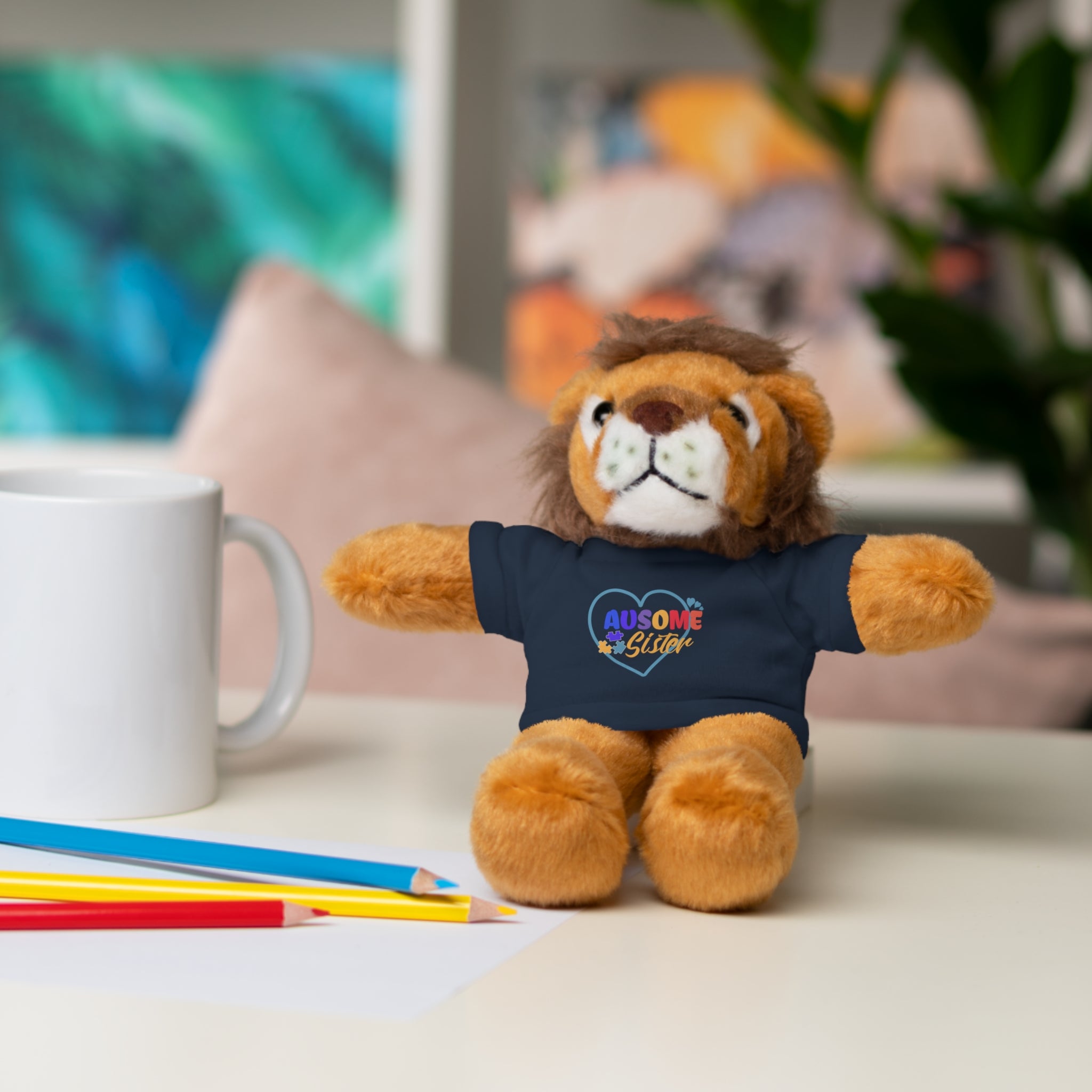 Celebrate Your 'Ausome Sister' with Autism Awareness Stuffed Bear - Customized Tee Included