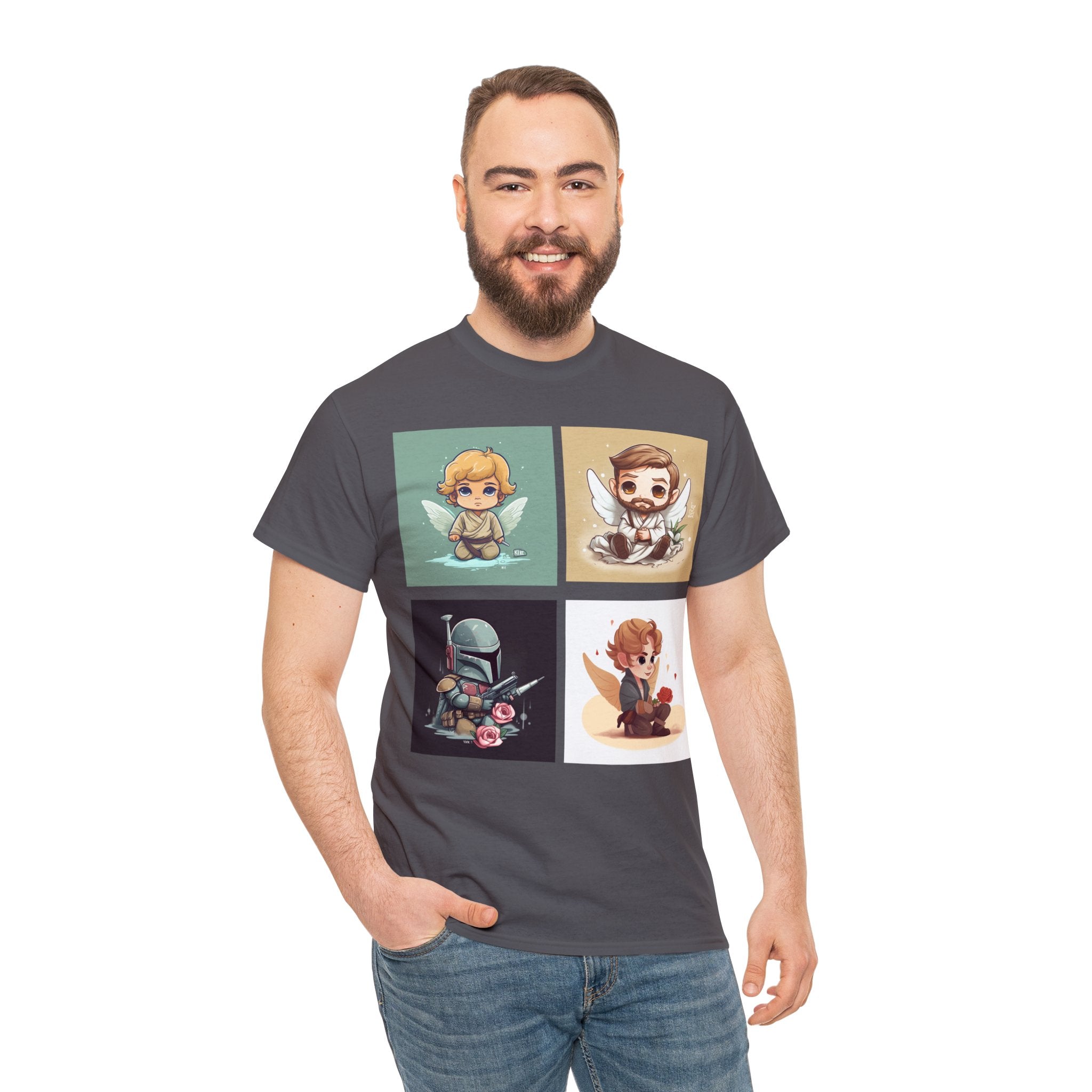 Proven Conversation Starter Cons! This Unique Shirt to Your Collection For Fans of Original Trilogy. Embrace the Epic Saga: Heroes and Villains of a Far Away Galaxy Cute Collage Unisex Heavy Cotton Tee - Showcase Your Love for Timeless Adventures