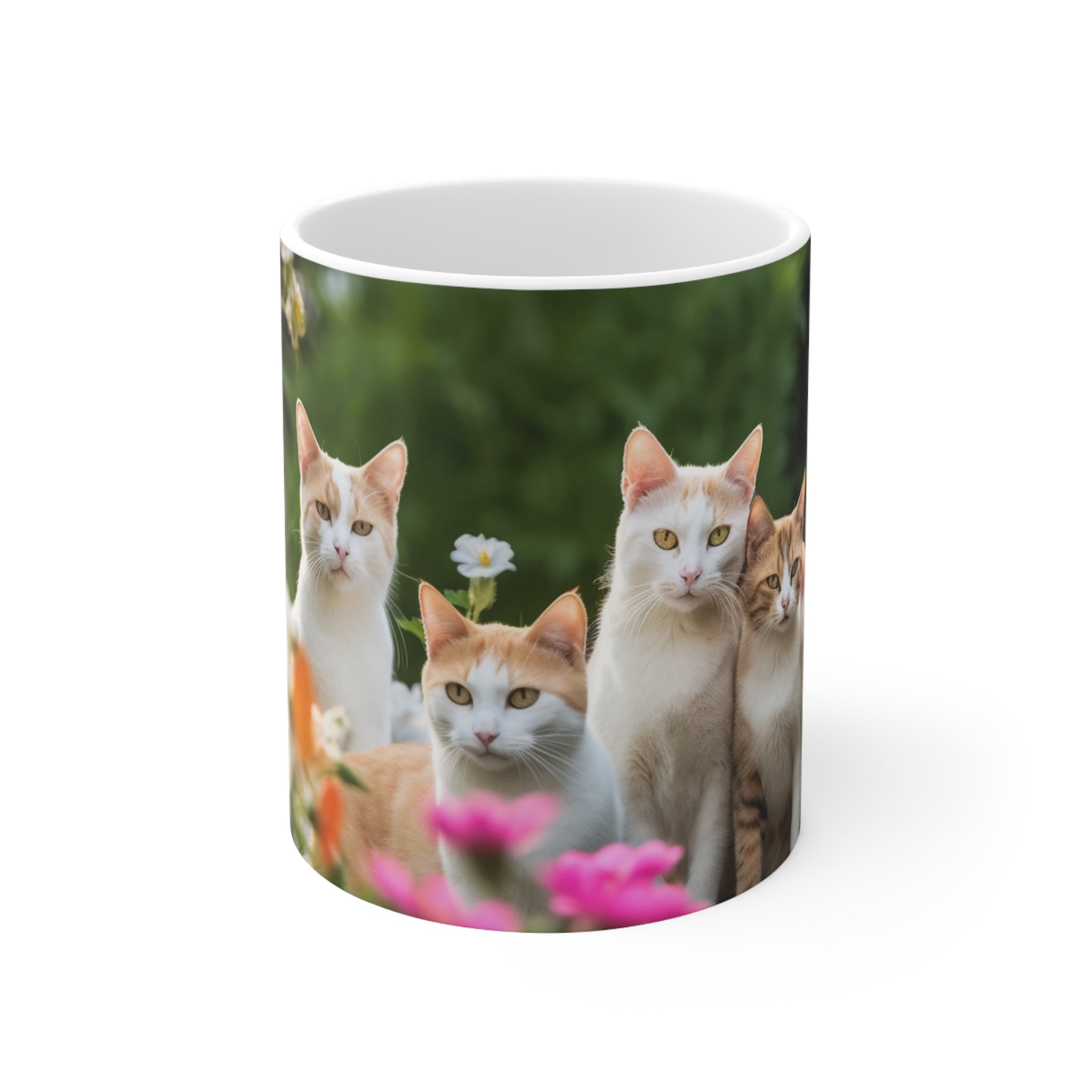Cat Lovers & Garden Enthusiasts Gift Cat Feline Party Adorable Garden Ceramic Mug 11oz - Perfect Gift for Pet Lovers and Cat Owners