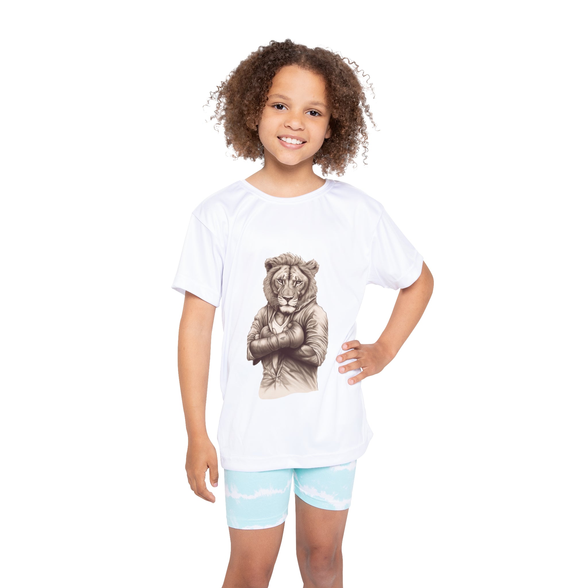 Kids Sports Shirt Gift for Boxing Fan Lion Sketch Art Birthday Present for Young Boxers Athletic Wear