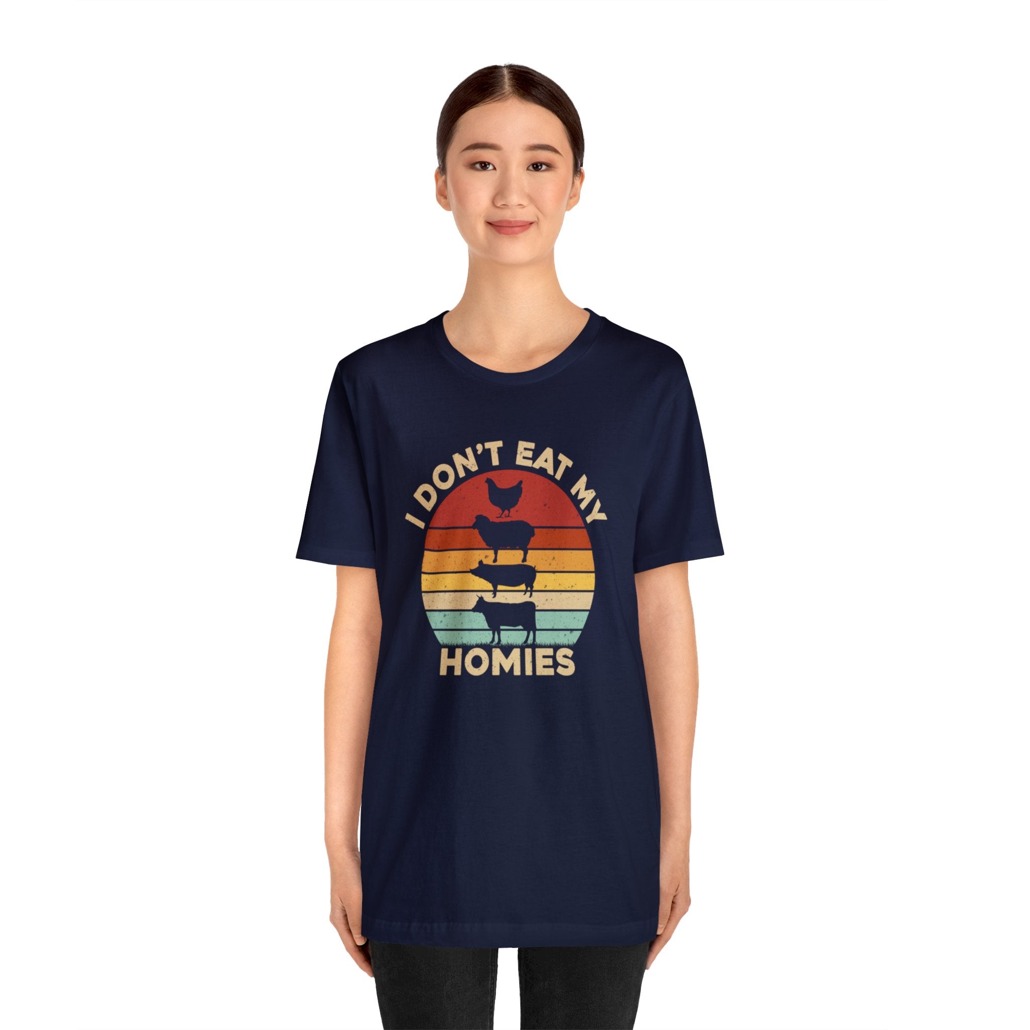 "I Don't Eat My Homies" Vegan Funny Unisex Jersey Short Sleeve Tee - Humorous Plant-Based Lifestyle Statement Shirt