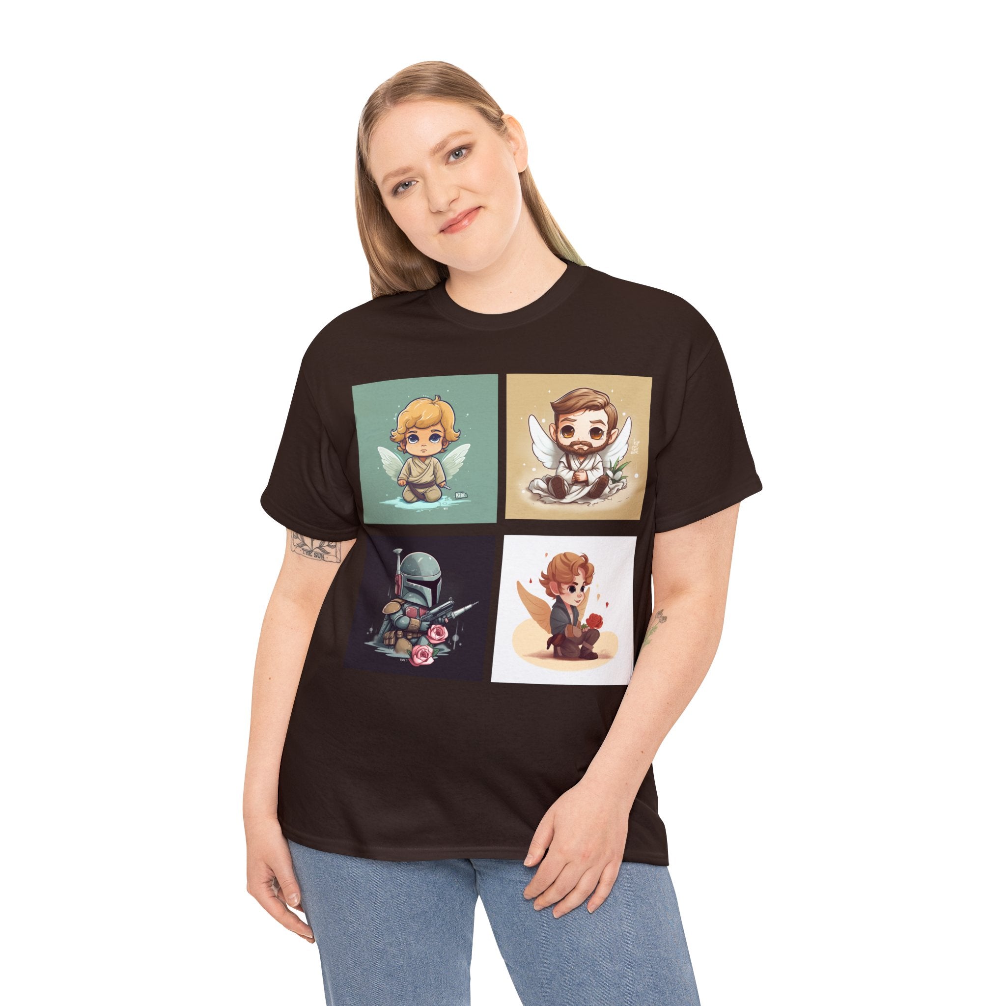 Proven Conversation Starter Cons! This Unique Shirt to Your Collection For Fans of Original Trilogy. Embrace the Epic Saga: Heroes and Villains of a Far Away Galaxy Cute Collage Unisex Heavy Cotton Tee - Showcase Your Love for Timeless Adventures