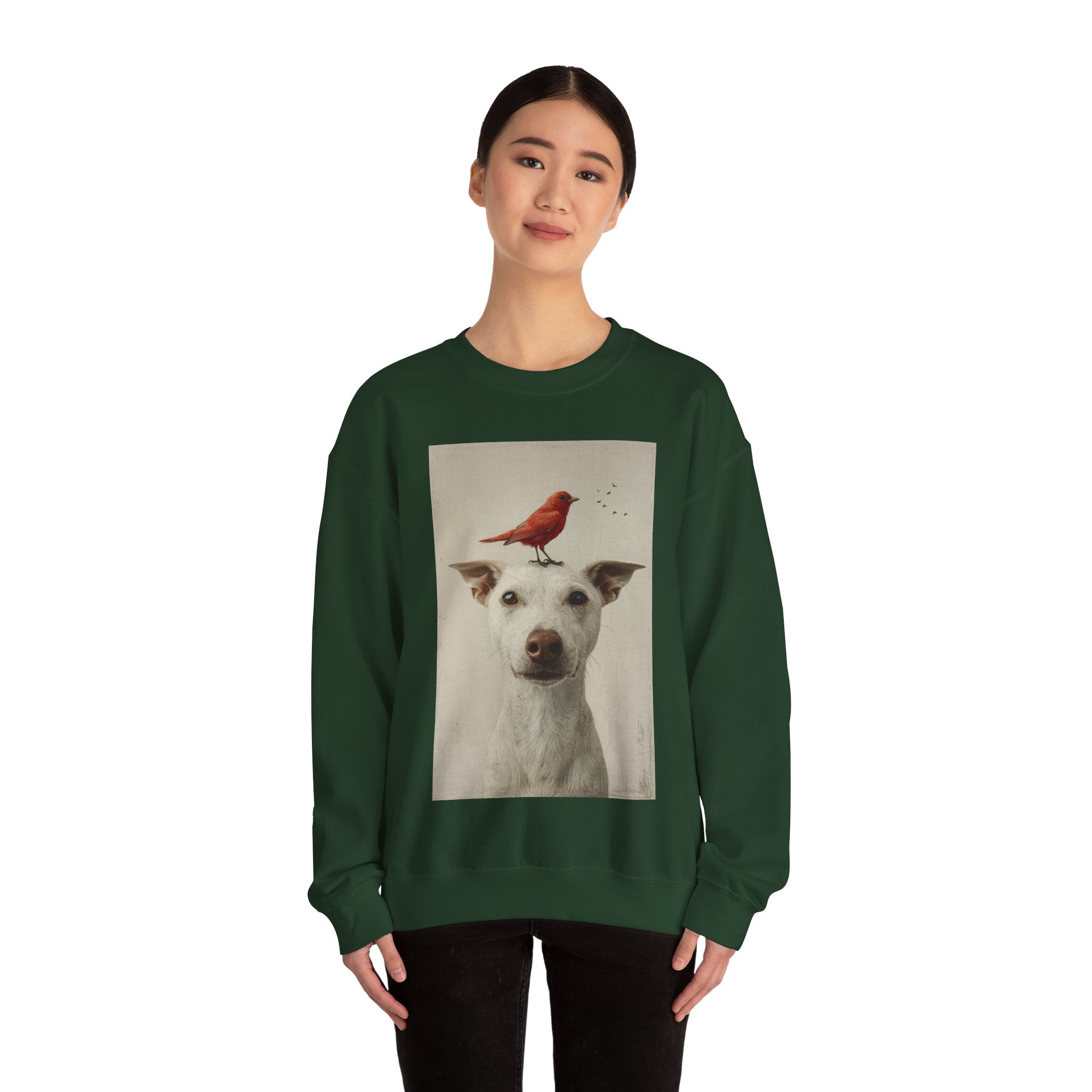 Trusting Bird and Dog Friend Unisex Heavy Blend™ Crewneck Sweatshirt - Cozy Comfort and Unique Style for Animal Lovers