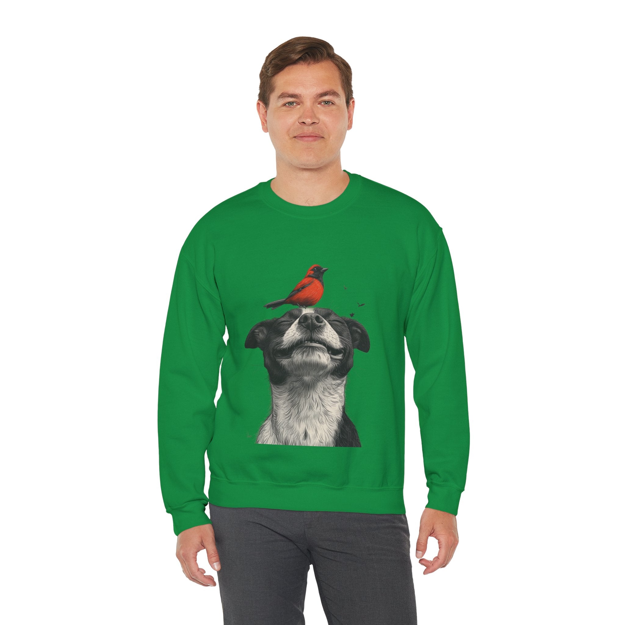 Trusting Bird and Dog Friend Unisex Heavy Blend™ Crewneck Sweatshirt - Cozy Comfort and Unique Style for Animal Lovers