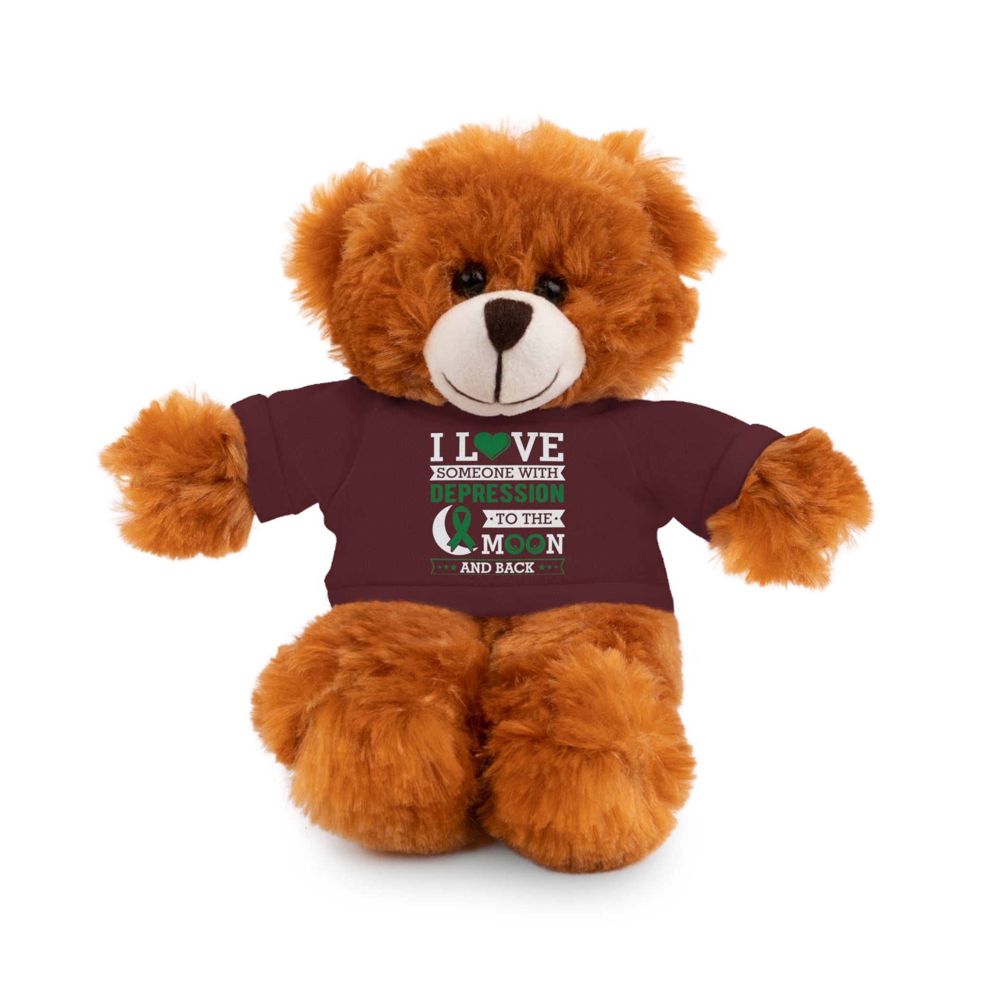 Show Your Love and Support with 'I Love Someone with Depression' Stuffed Animals - Furry Friend Wears Heartfelt Message Tee