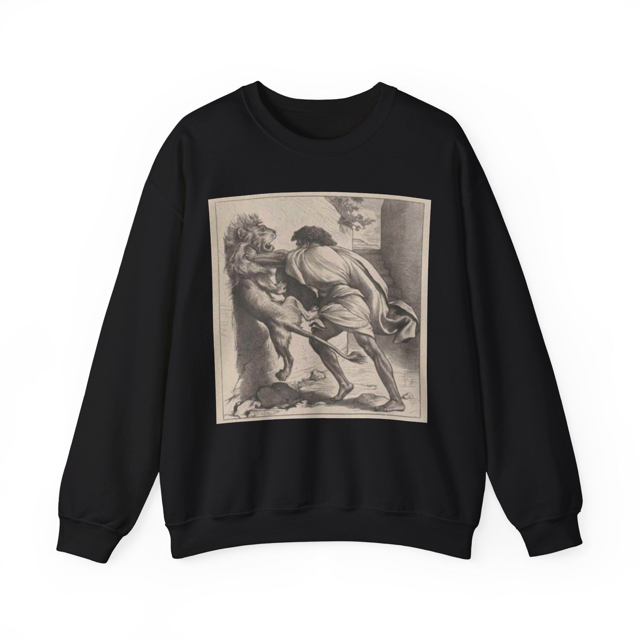 Motivational Shirt for Positive Affirmations and Manifestations. Lion Tamer Ancient Gladiator Motivational Manifestation Unisex Heavy Blend™ Crewneck Sweatshirt - Inspire Courage and Strength in Yourself and Others!