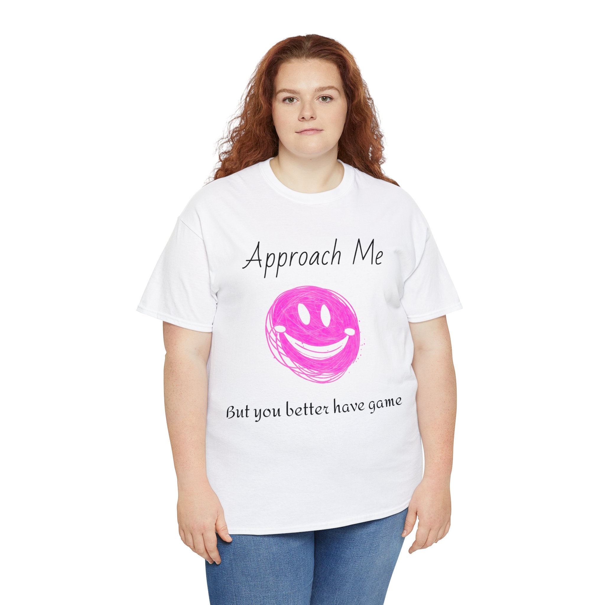 Dare to Date: The Ultimate 'Approach Me If You Dare' Challenge - A Women's Unisex Heavy Cotton Tee Perfect for Social Events, Recreational Activities, and Making Bold Statements