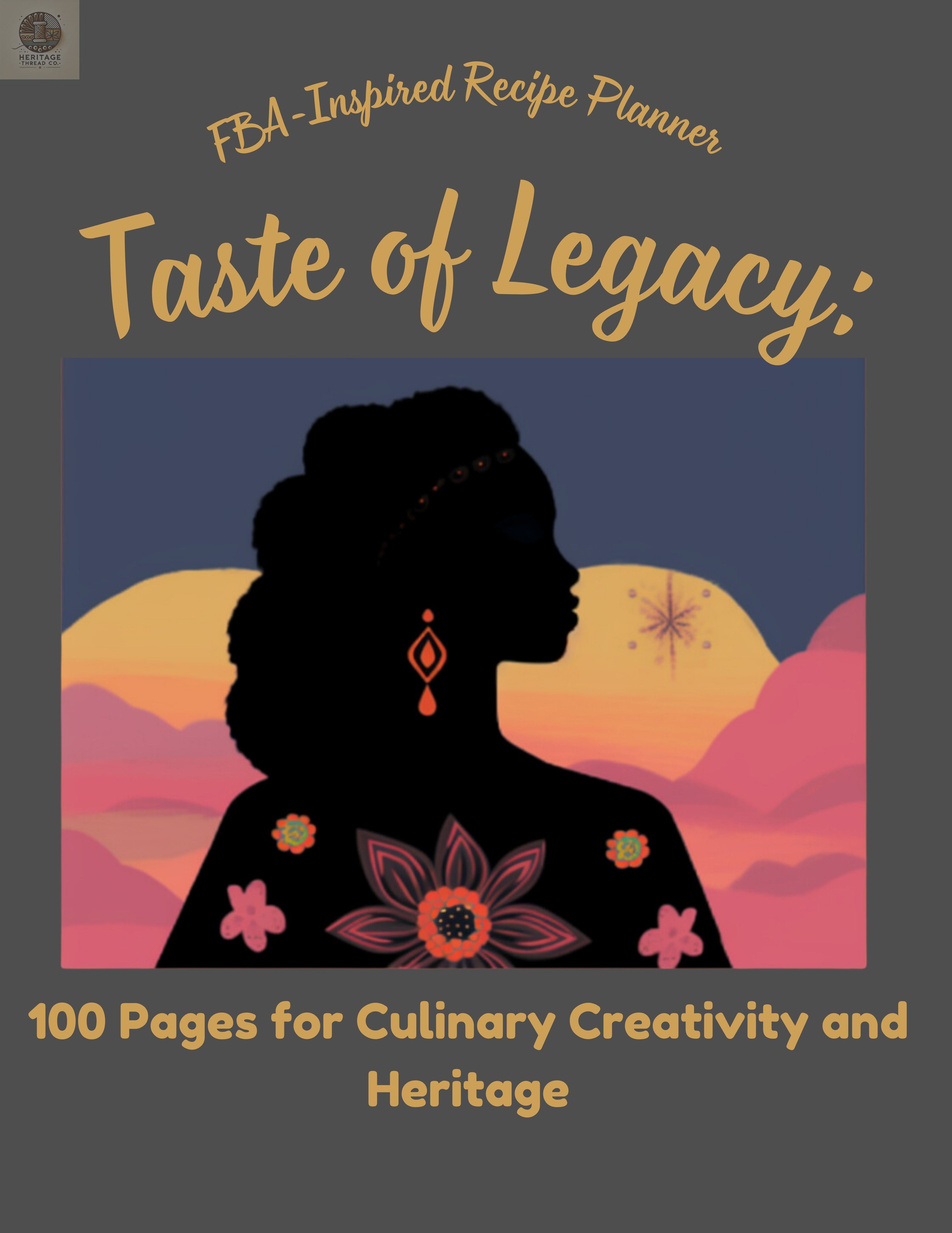 Beautiful cover of female silhouette, which seamlessly blends cultural pride with practical utility, appealing to those who want to connect with their heritage while making meal planning easier and more creative. By highlighting its roots in Foundational Black American culture, the planner becomes not just a tool, but a meaningful keepsake. 