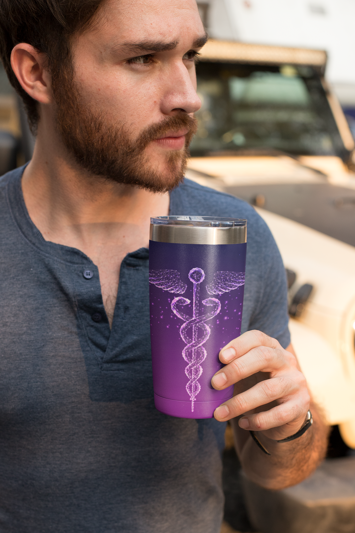 Elevate Your Hydration Game with the Caduceus Ambient Design Tumbler 20oz - Stay Refreshed in Style Gift for a Healthy Life of Fitness and Wellness