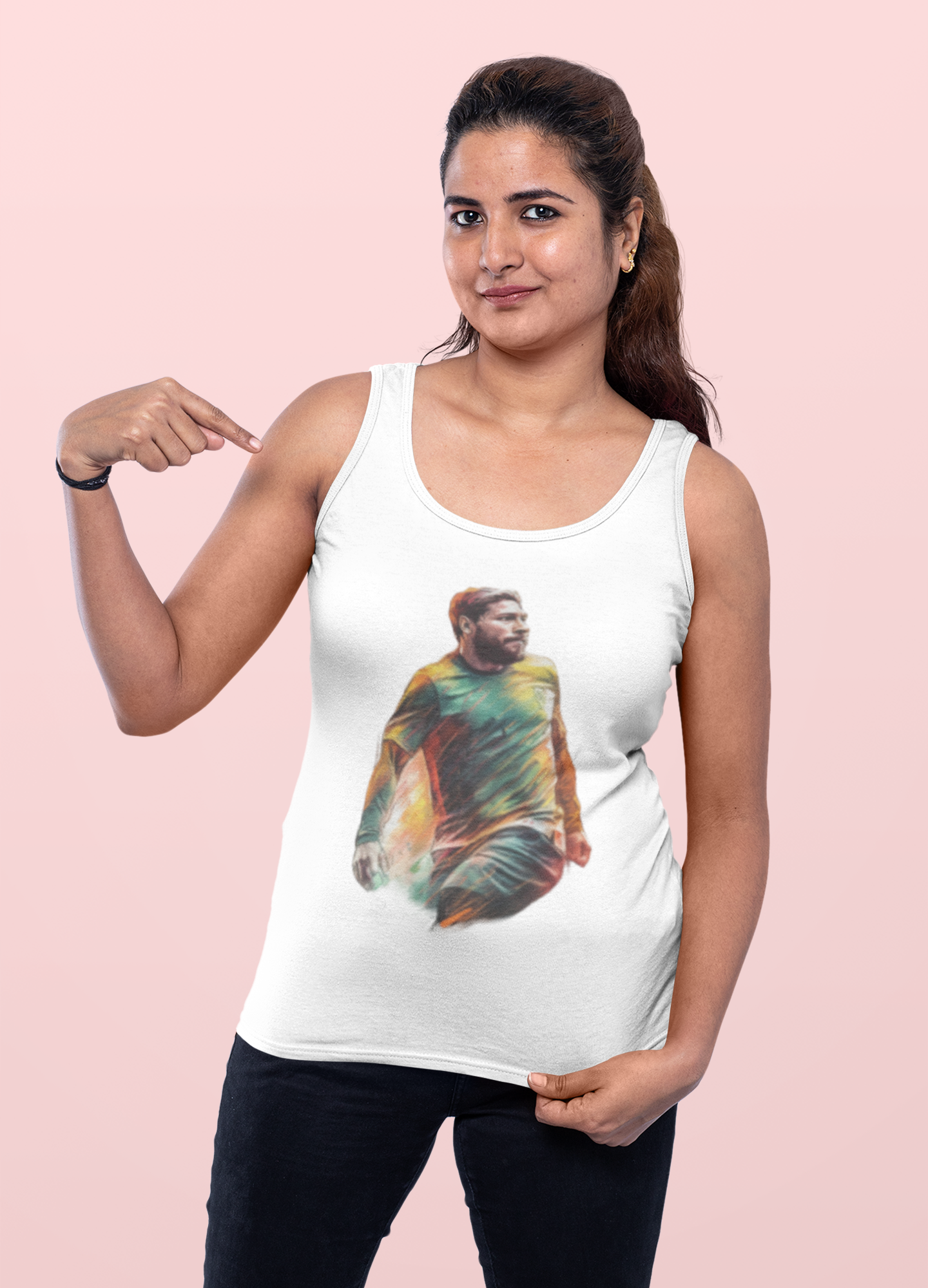 Footballer Women's Racerback Tank-Top - Michelangelo Watercolor Women's Shirt - Artistic Soccer Player Tank - Stylish Sports Fan Apparel