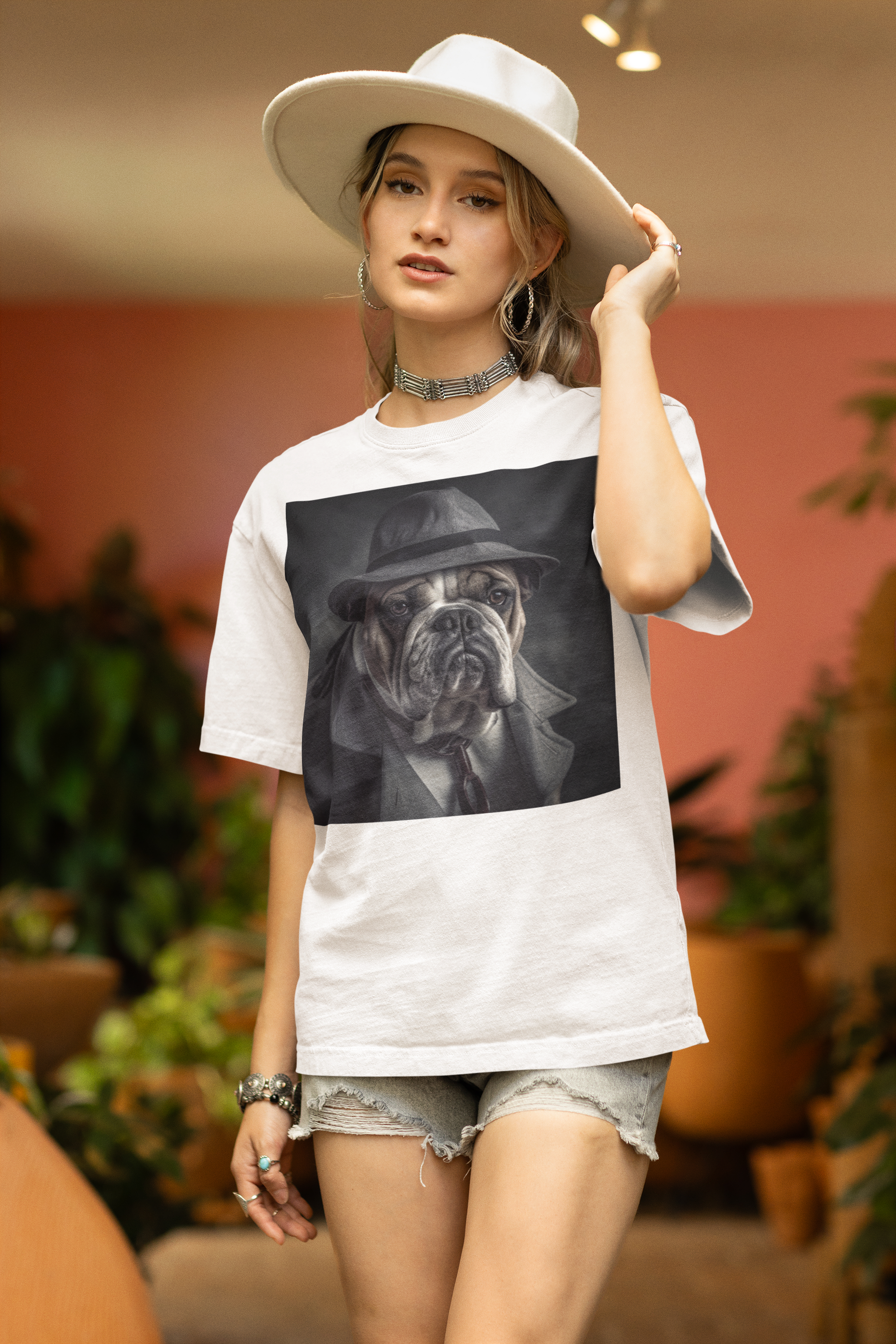 Detective Noir Bulldog T-Shirt - Beefy-T® Short-Sleeve Tee - Unique Dog Mystery Design - Bulldog Lover Shirt - Stylish Pet Detective Top